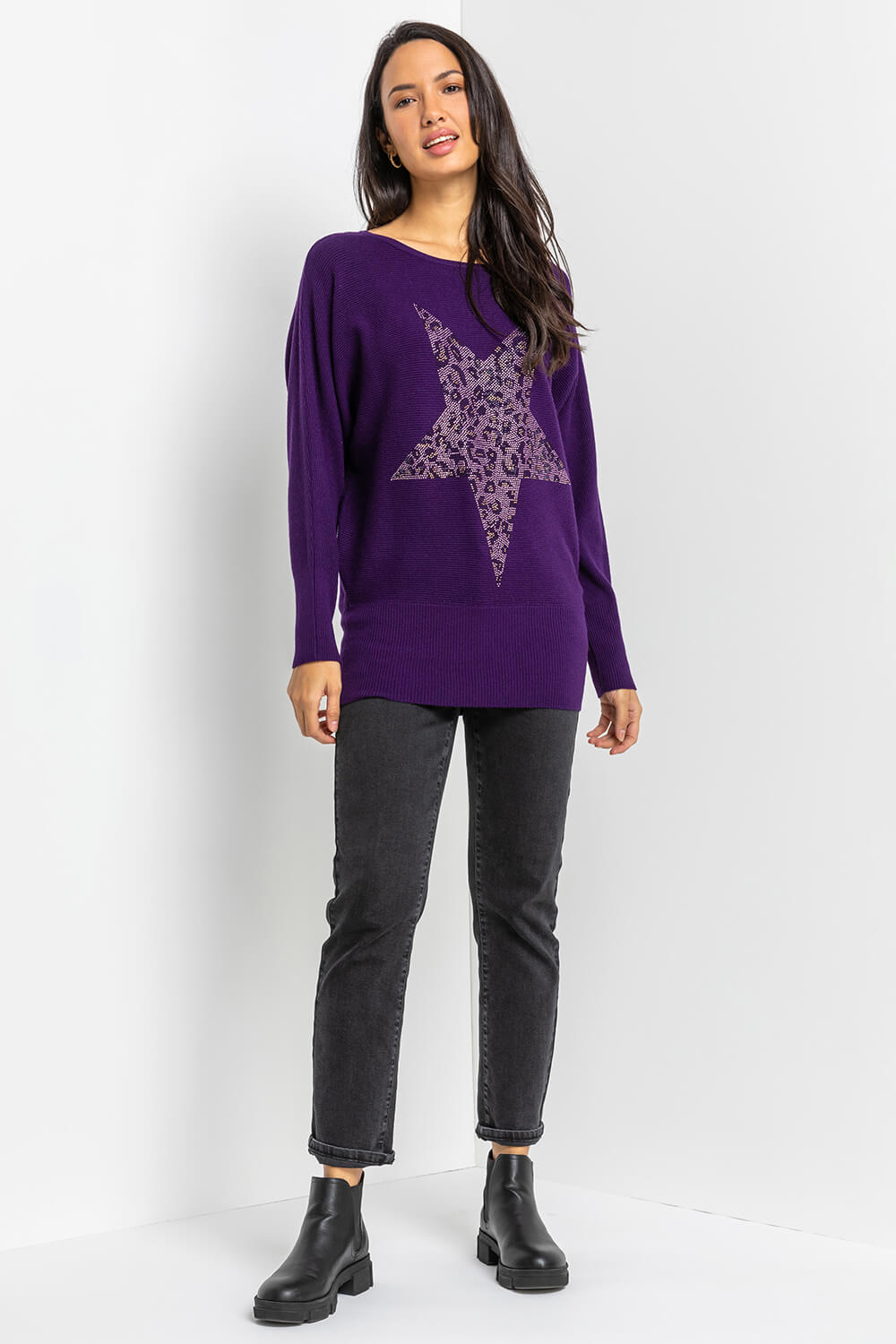 Sparkling Grape Purple Animalier Sweater