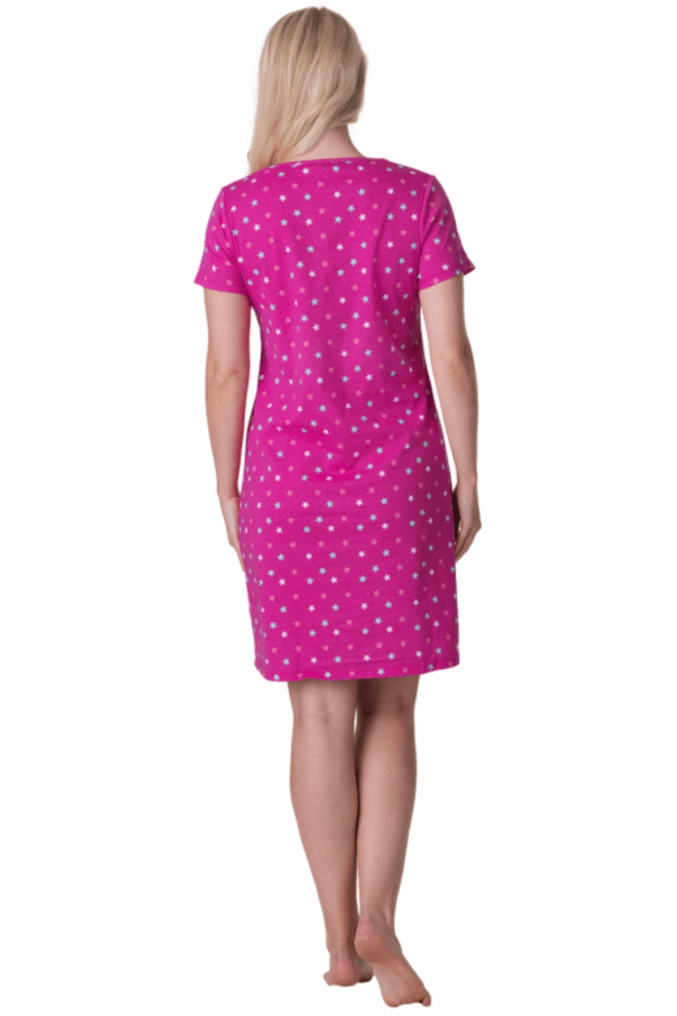 Fuchsia Camille Lingerie Fuchsia Multicoloured Star Print Cotton Nightshirt, Image 3 of 5