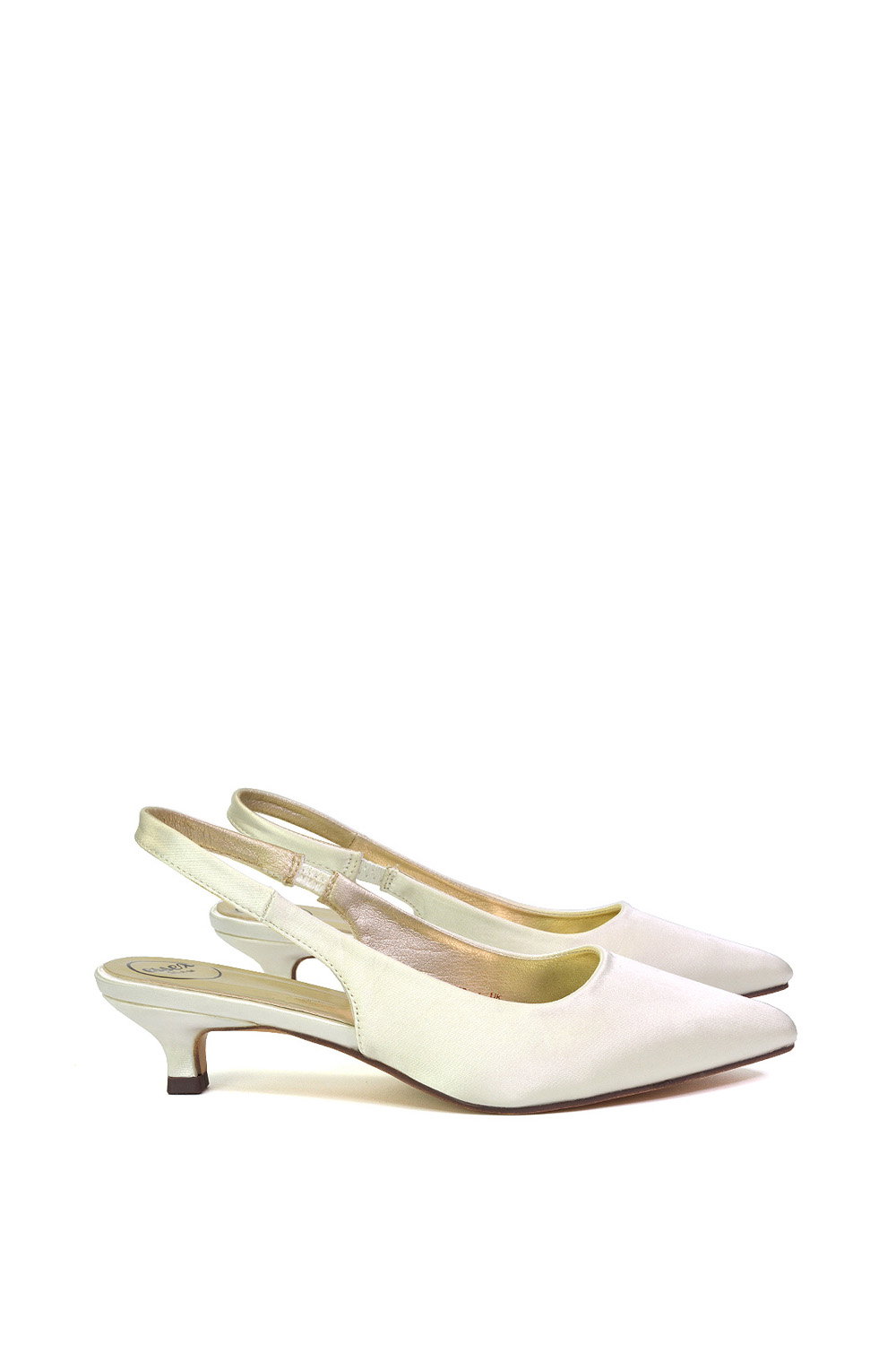 Ivory XY LONDON Ivory 'Avalone' Pointed Toe Sling Back Kitten Heel Sandals, Image 2 of 5