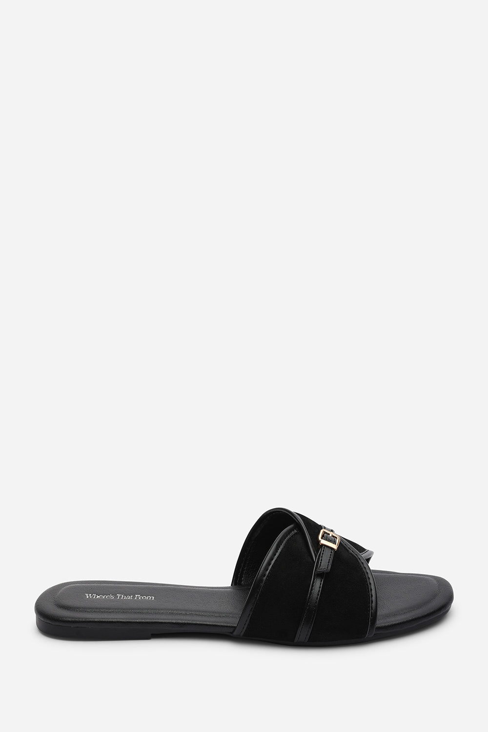 Black Cevora Cross Over Buckle Slide On Sandal, Image 3 of 6