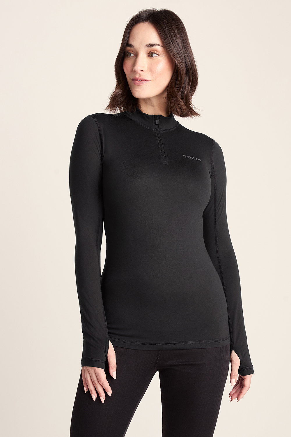 Black Snowdon Thermal Base Layer Quarter Zip