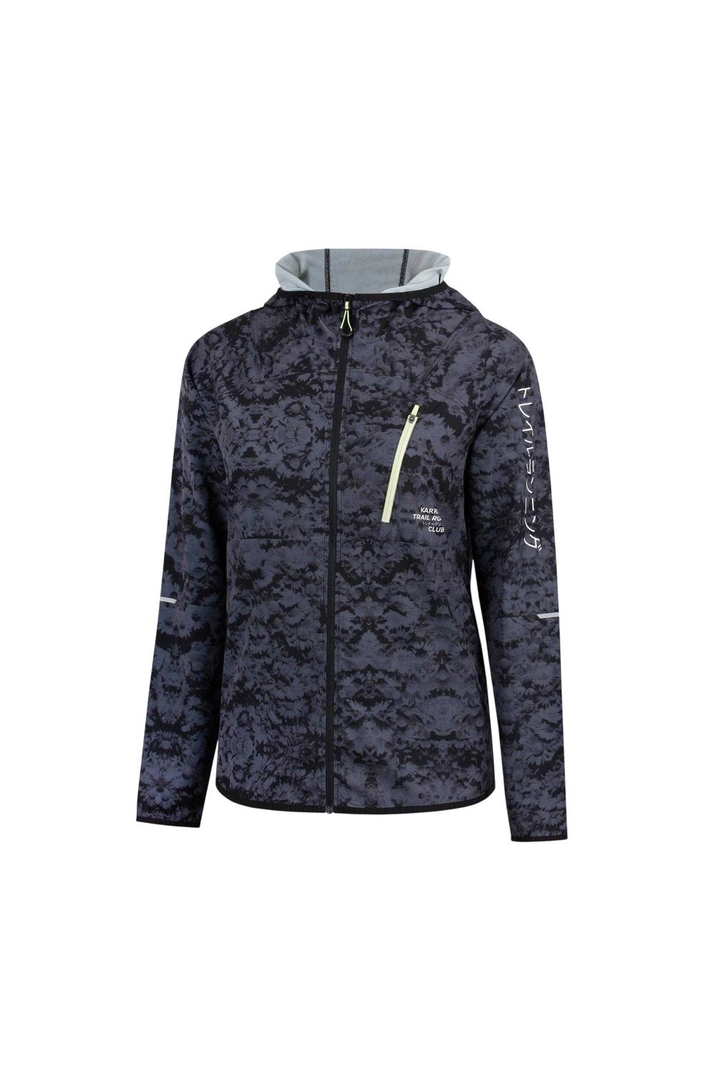 Black Patterned Slim Hooded Jacket, Image 1 of 3