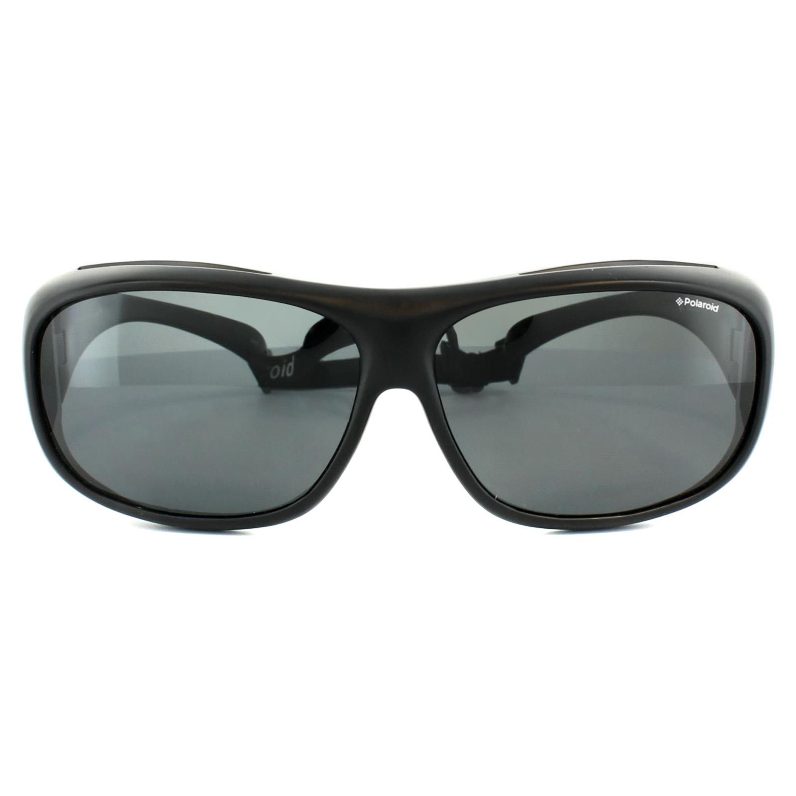 Black Polaroid Black Suncovers Wrap Black Grey Polarized Sunglasses, Image 1 of 4
