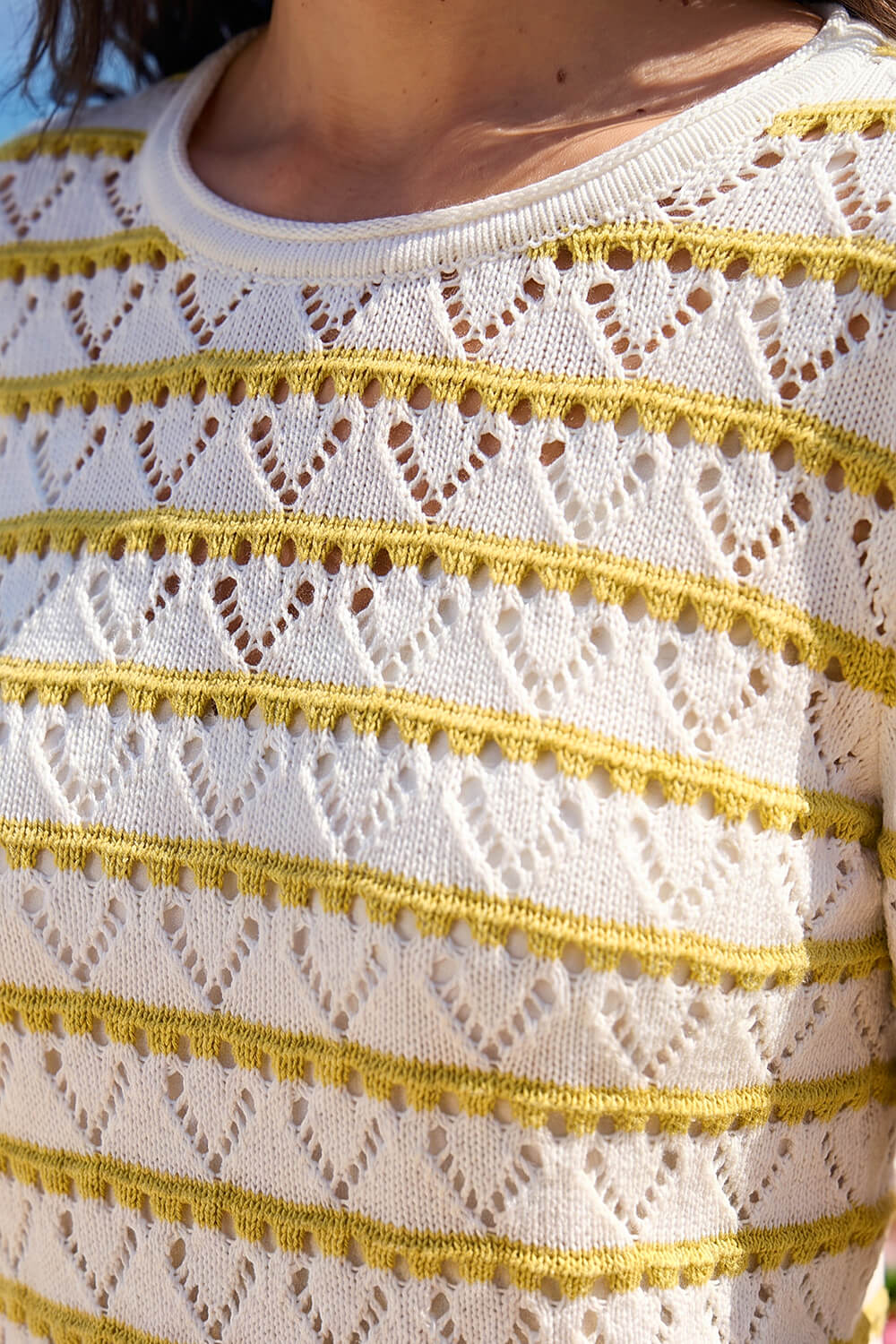 White Stripe Pointelle Knit Jumper, Image 5 of 4