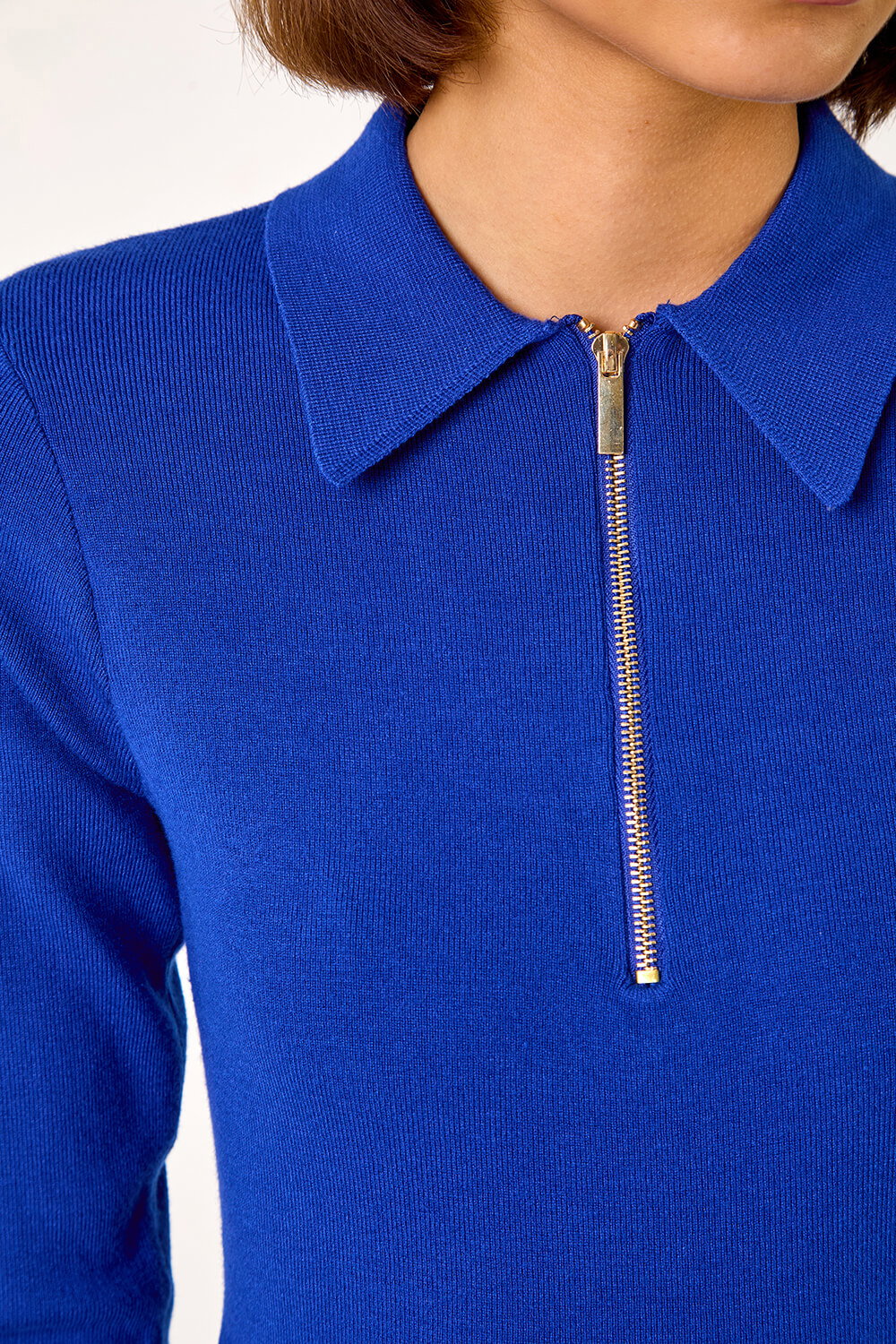 Royal Blue Zip Detail Knitted Dress, Image 6 of 5