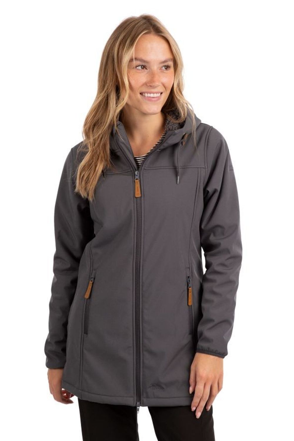 Charcoal Kristen Long Hooded Waterproof Jacket, Image 7 of 8
