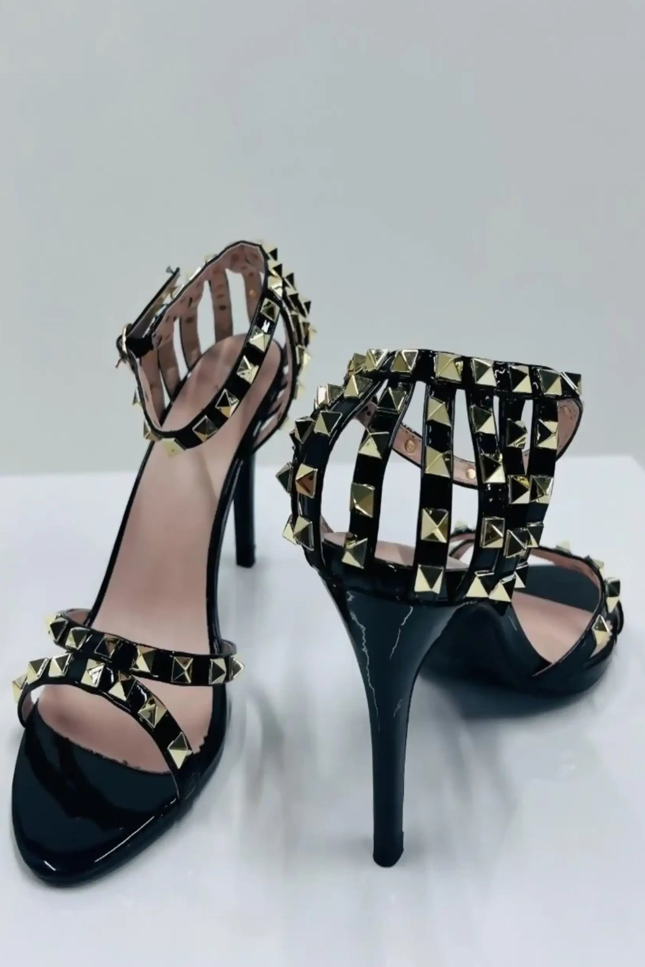 Black Femme Luxe Black Studded Stiletto Heels - Willow, Image 2 of 2