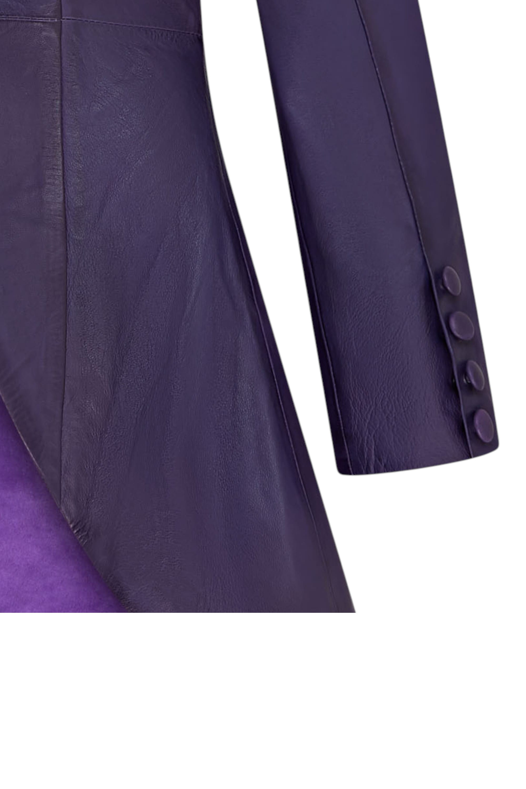 Plum Goth Full Length Victorian Leather Coat, Image 6 of 6
