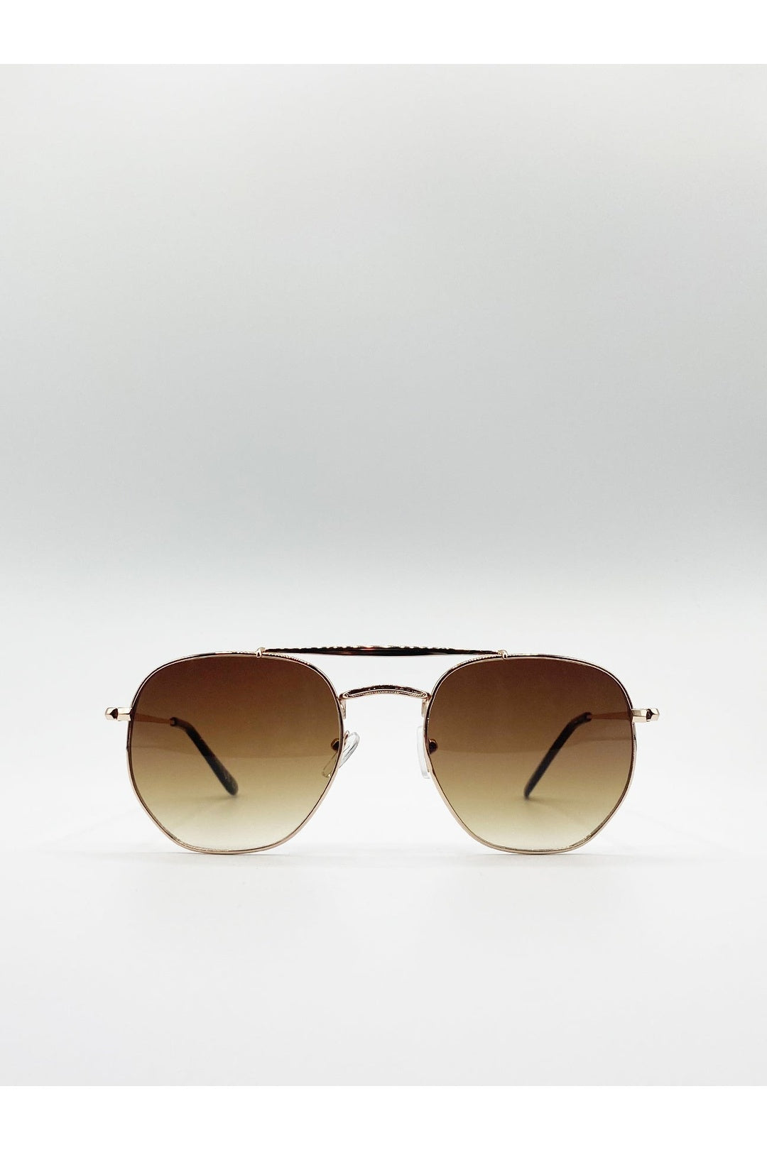 Gold Double Bridge Metal Sunglasses, Image 1 of 4