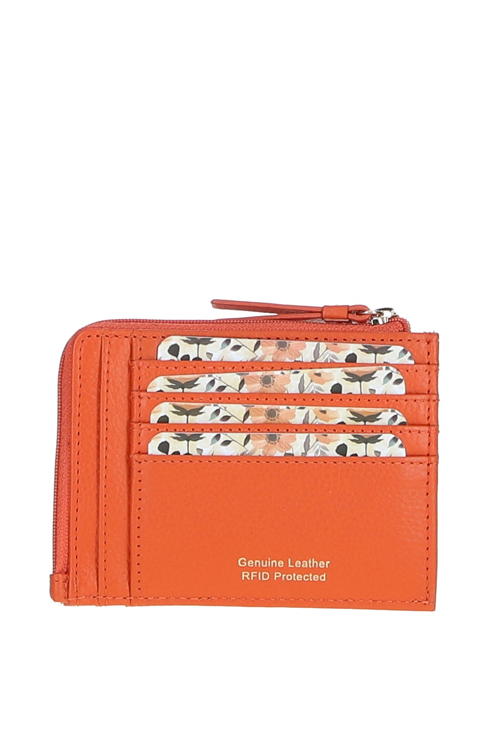 Orange Real Leather Small Purse with RFID Protection, Image 3 of 4