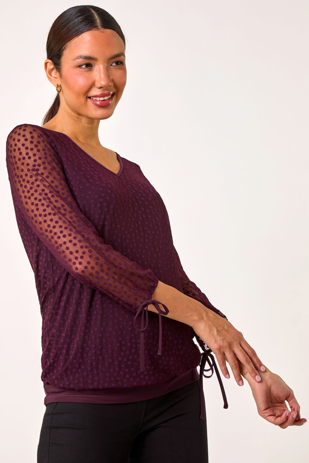 Aubergine Spot Burnout Overlay Top, Image 1 of 5