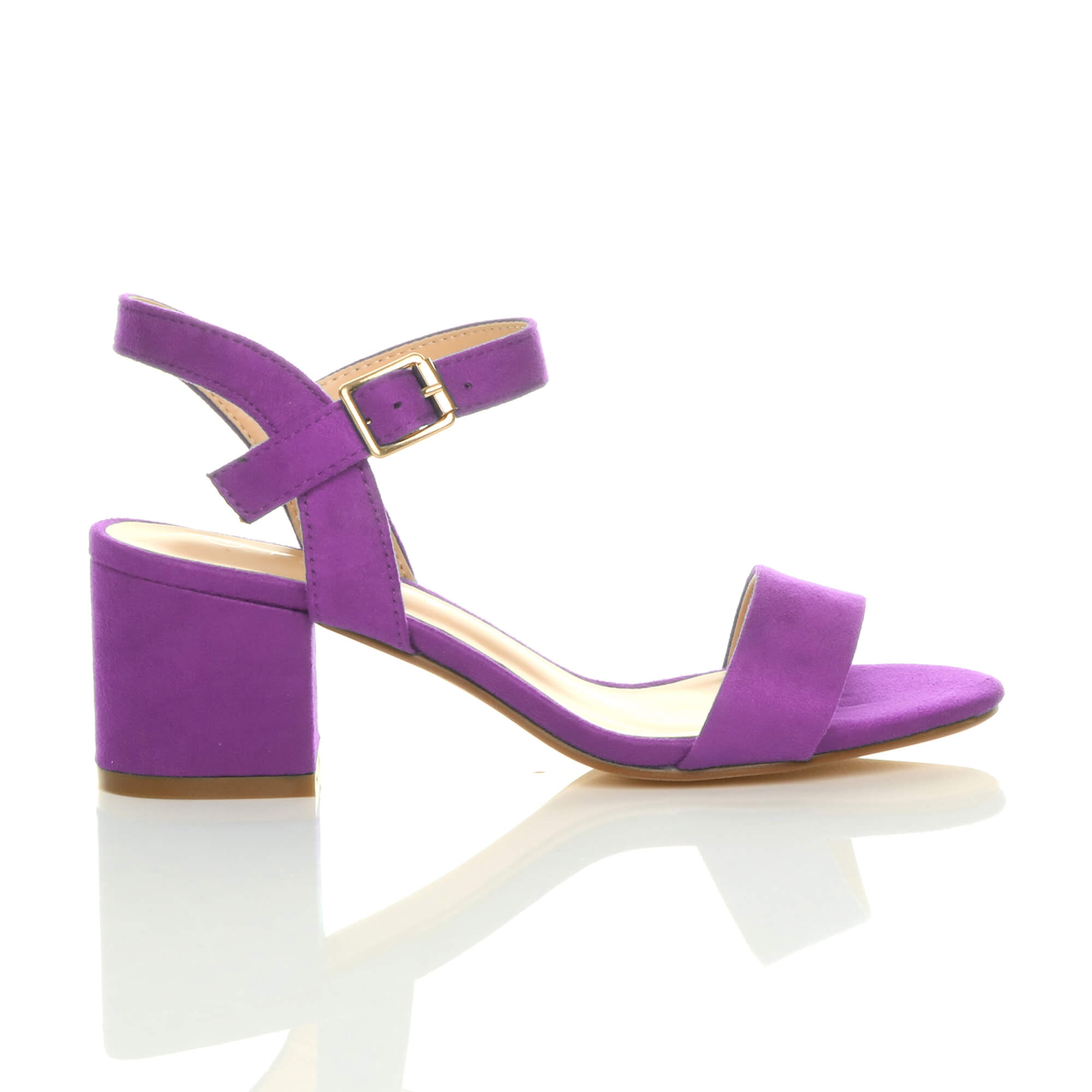 Purple AJVANI Purple Mid Block Heel Strappy Sandals, Image 2 of 5