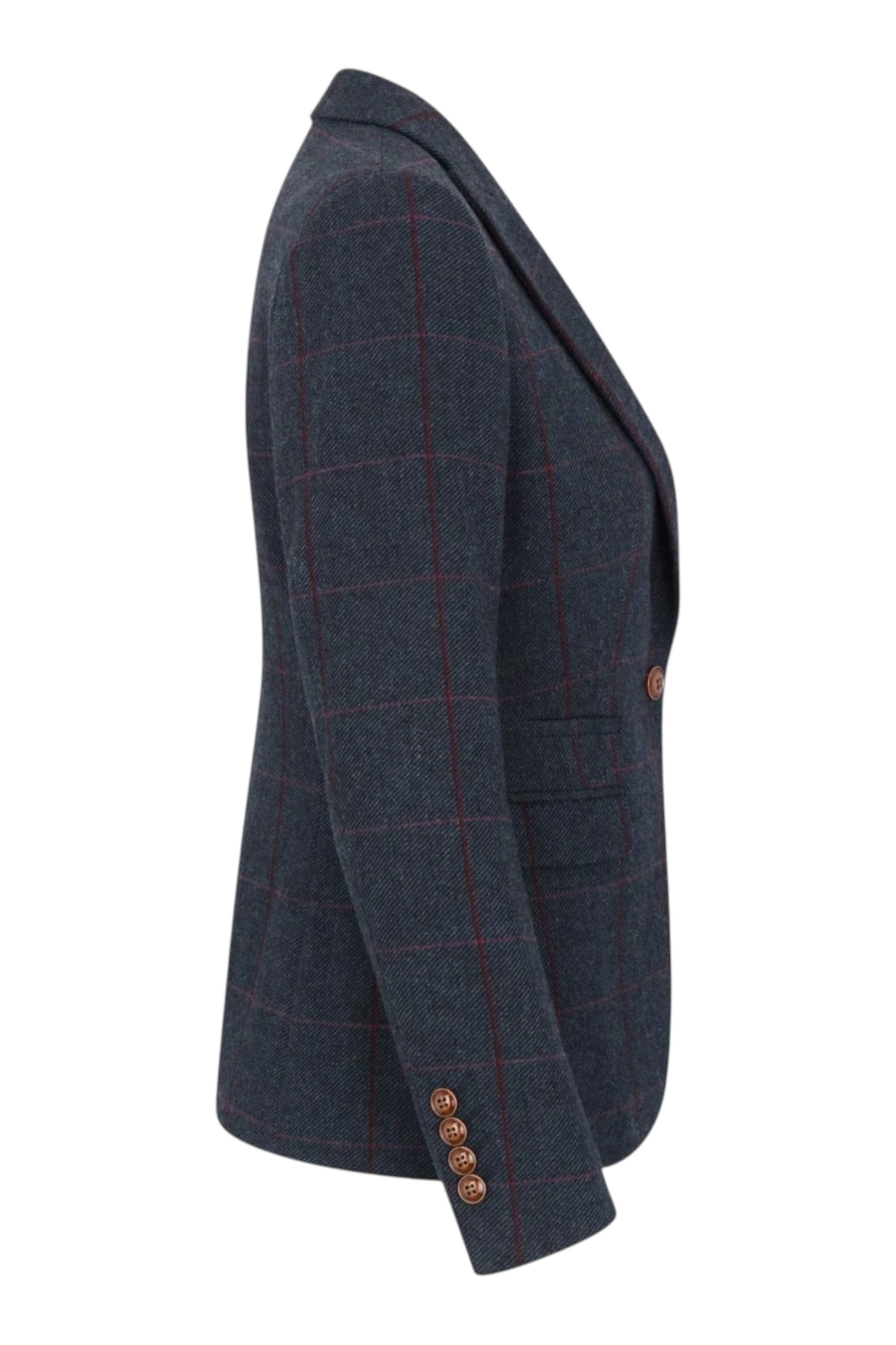 Navy Infinity Leather Navy Women's Navy Tweed Formal Blazer, Image 5 of 7