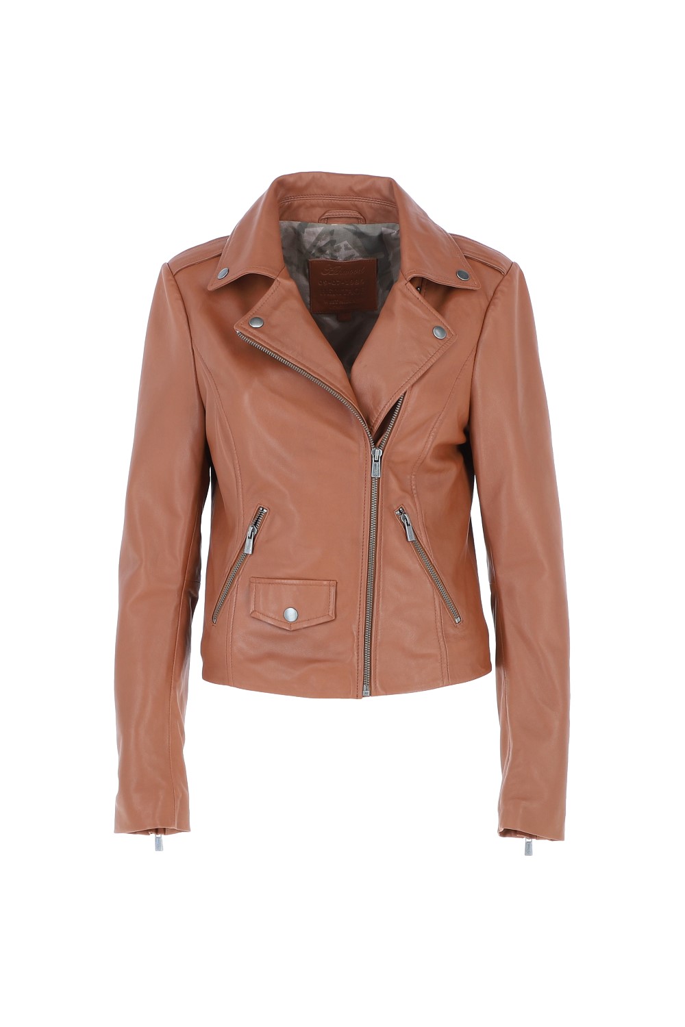 Tan Ashwood Leather Tan 'Fia' Real Leather Biker Jacket Women Coat, Image 2 of 5