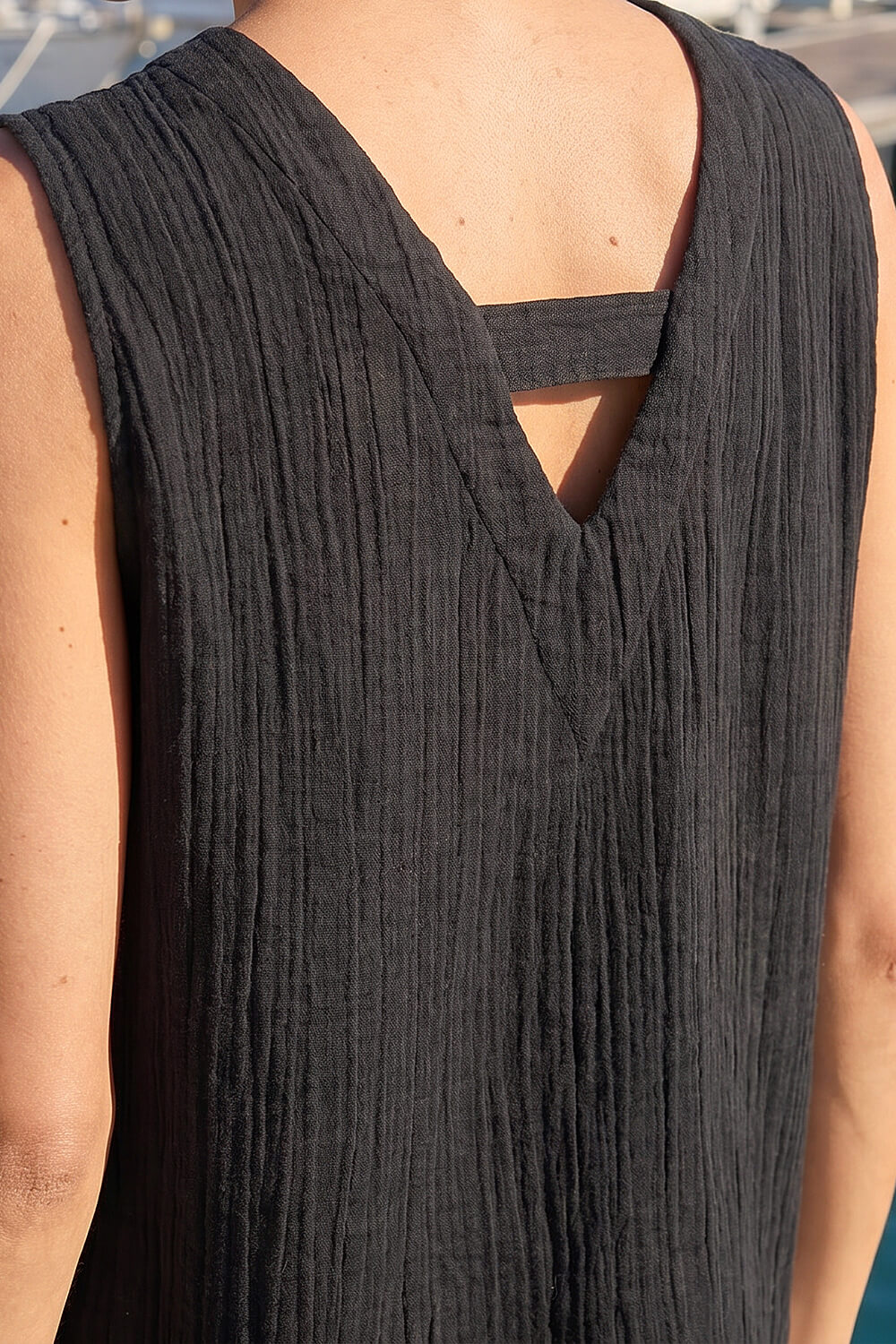 Black V-Neck Button Detail Vest, Image 5 of 4