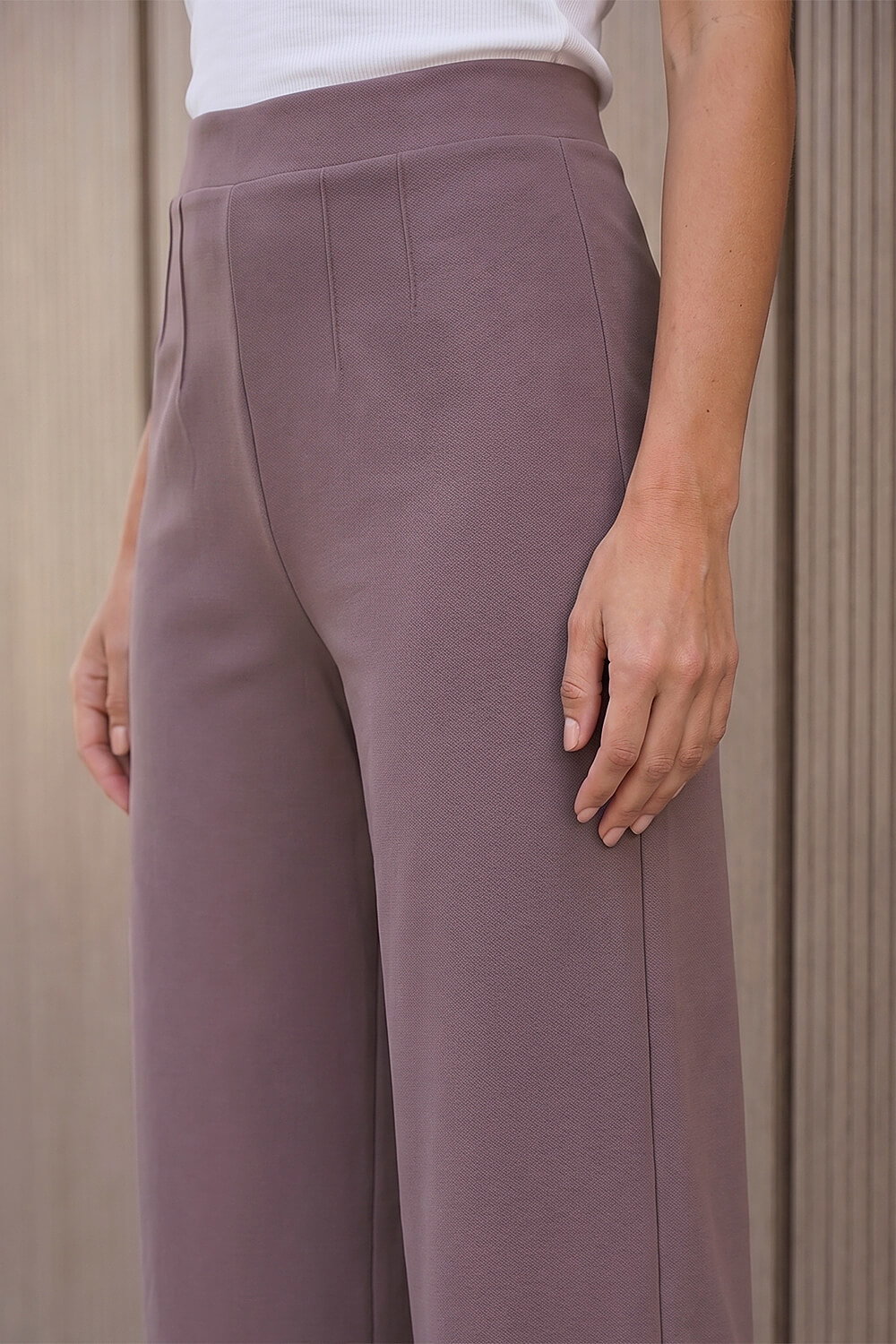 Taupe Petite Wide Leg Trouser, Image 5 of 4