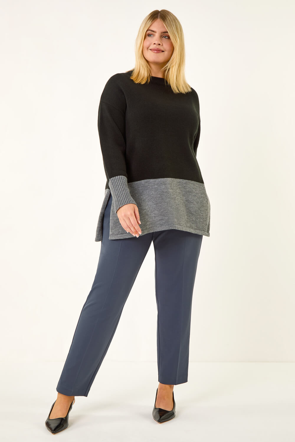 Dark Grey Curve Straight Leg Trouser, Image 3 of 5