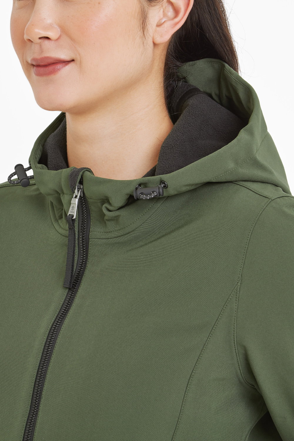 Dark Green Enya Longline Waterproof Softshell Jacket, Image 5 of 6