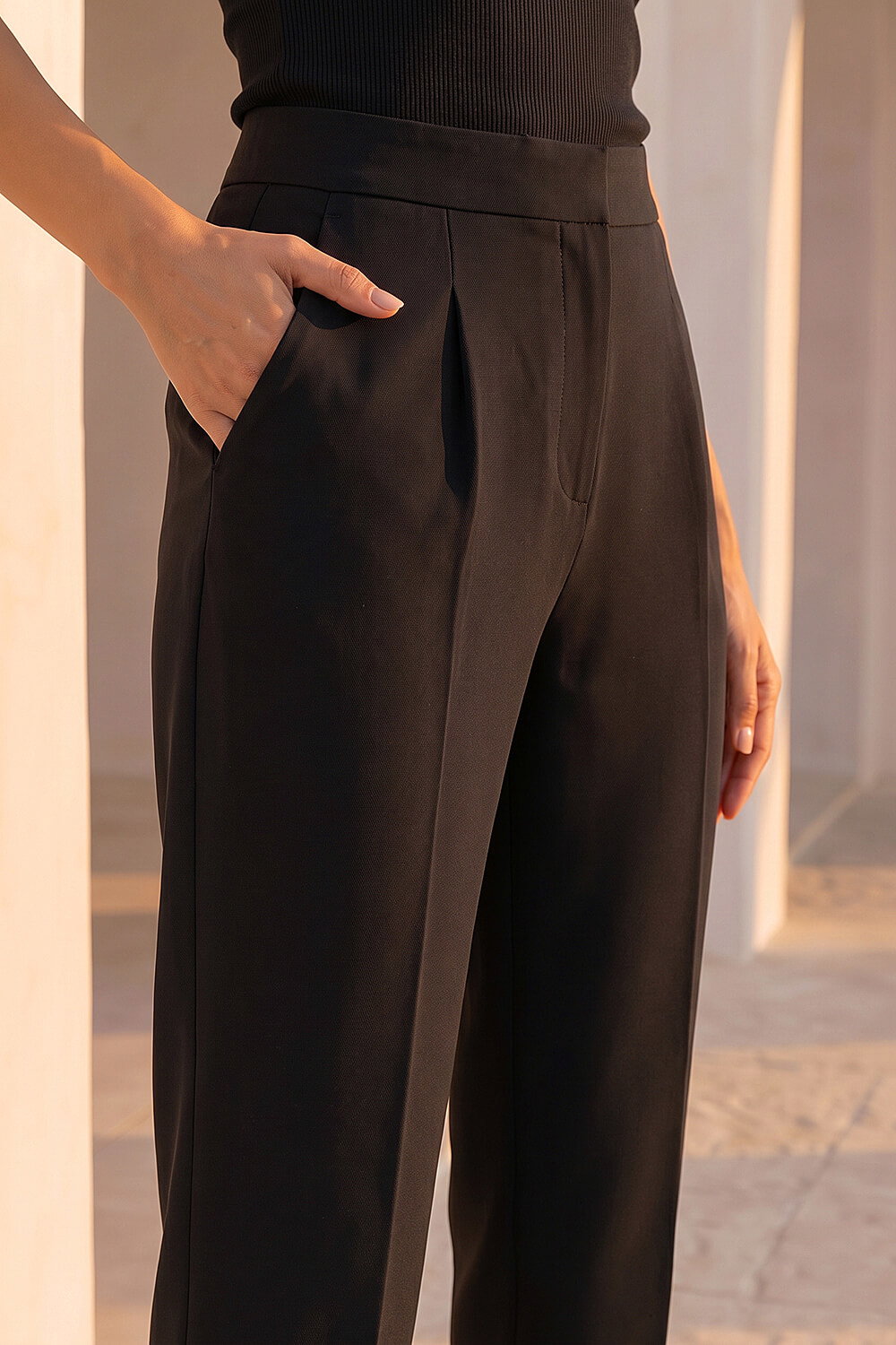 Black Petite Ankle Grazer Smart Stretch Trouser, Image 5 of 4