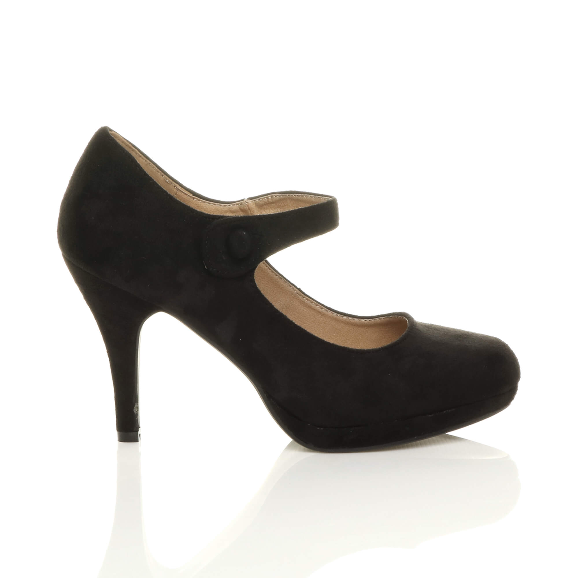 Black AJVANI Black High Heel Mary Jane Court Shoes, Image 2 of 6