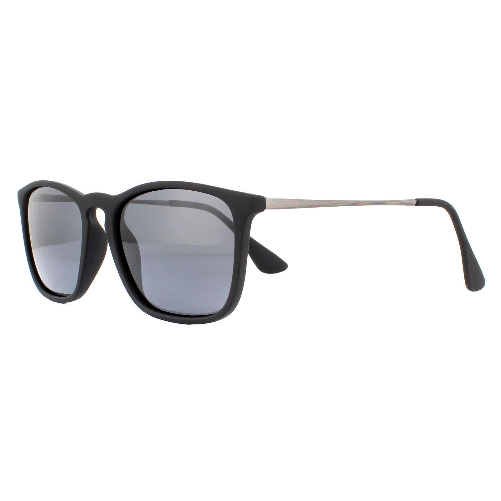 Black Montana Black Rectangle Black Rubbertouch Black Smoke Polarized Sunglasses, Image 2 of 4