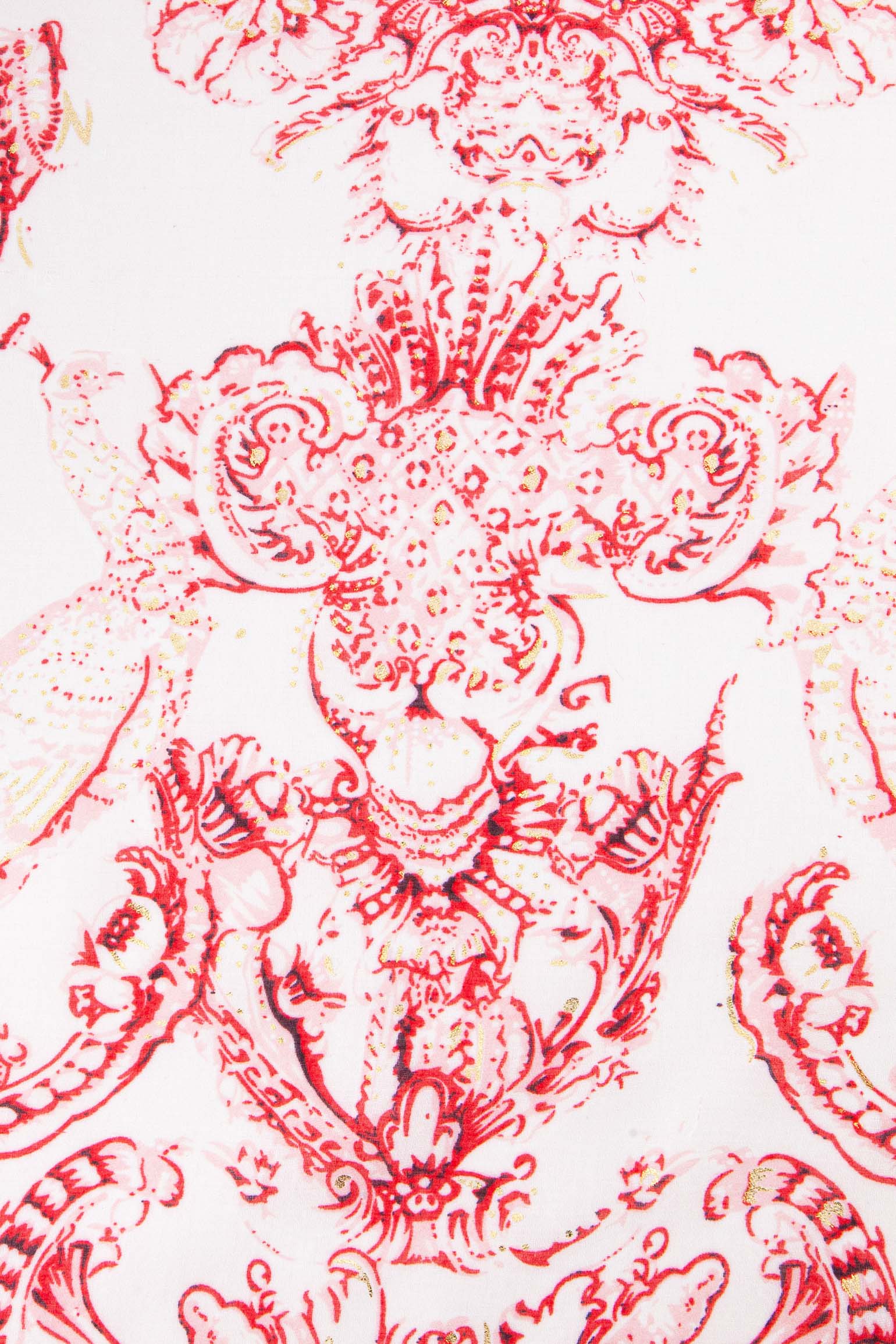 Red Vintage Floral Lightweight Scarf, Image 3 of 4