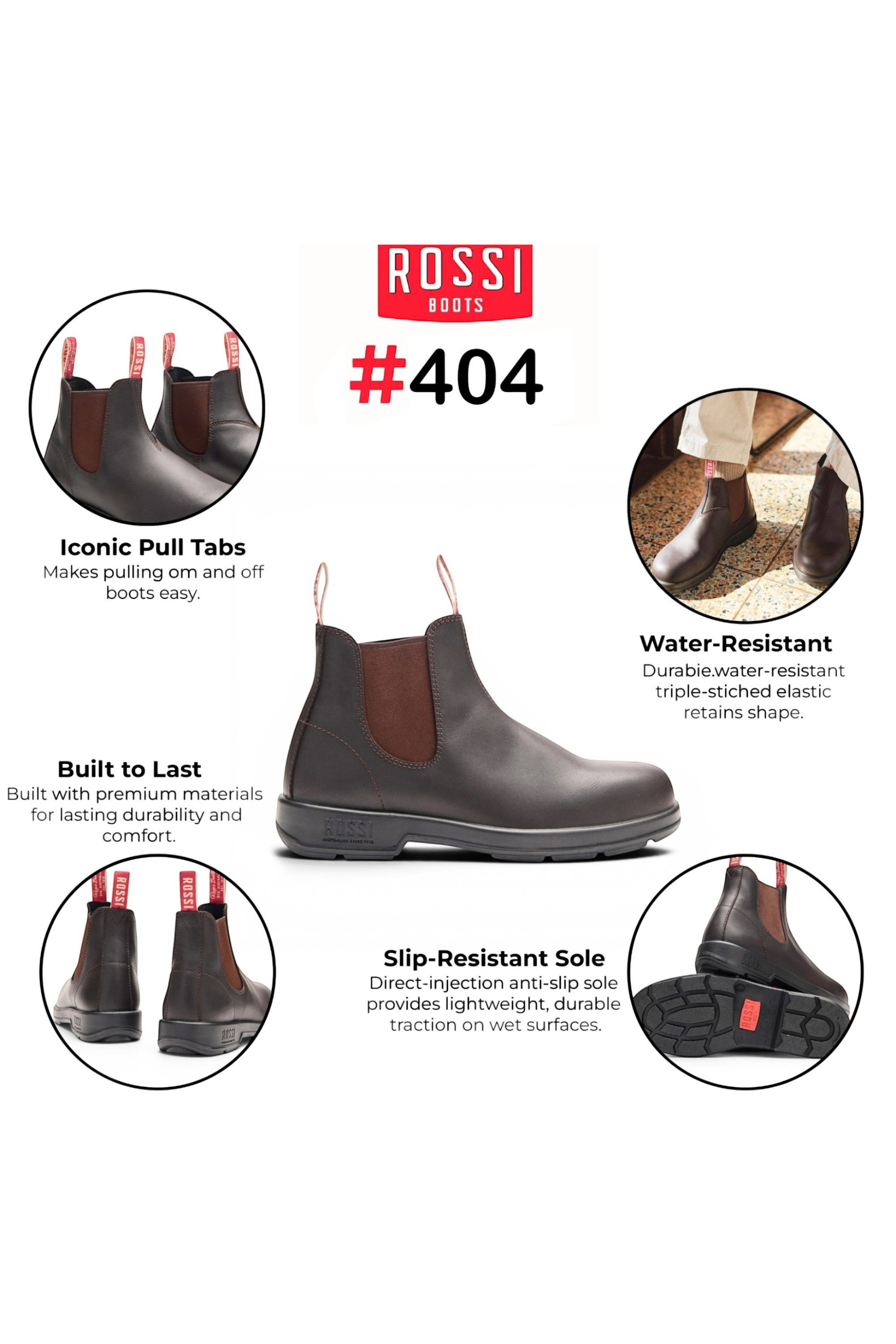 Dark Brown Leather Outdoor Chelsea Boots-Spinifex, Image 3 of 6