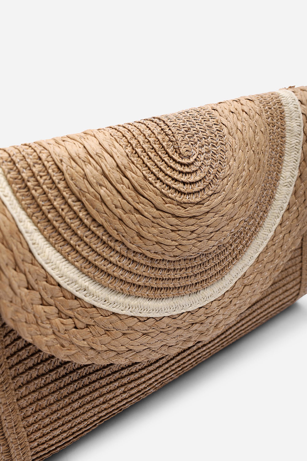 Brown Alto Raffia Fold Over Clutch Bag, Image 4 of 6