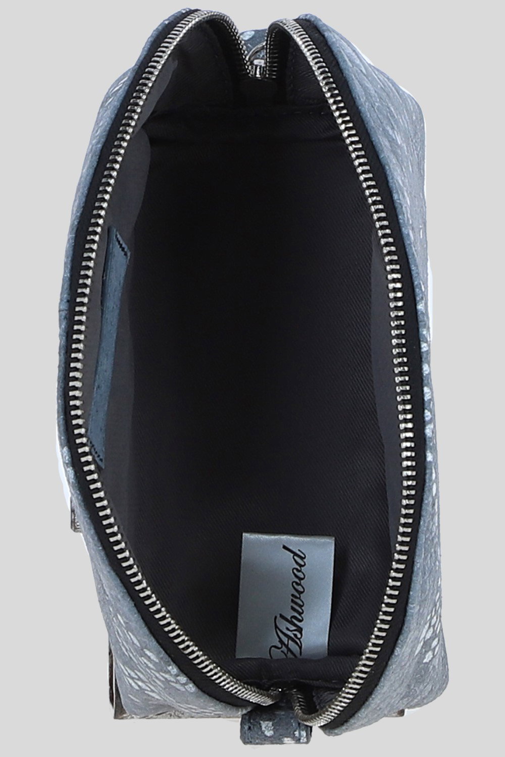 Grey Ashwood Leather Grey 'Philippa' Real Leather Makeup Bag, Image 4 of 4