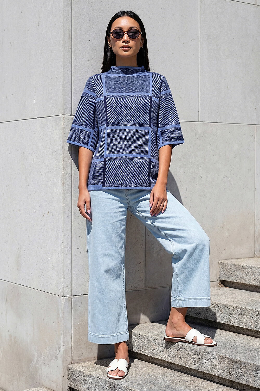 Check Short Sleeve Jumper, Image 3 of 4