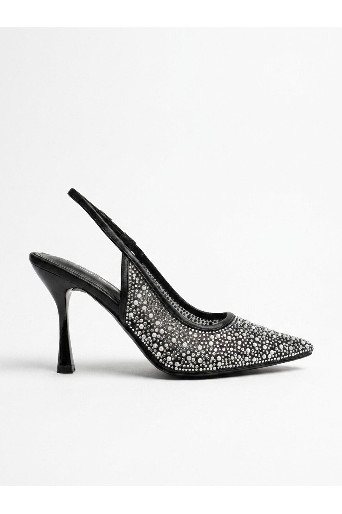 Black Cordelia Embellished Mesh Pointed Toe Heels, Image 1 of 5
