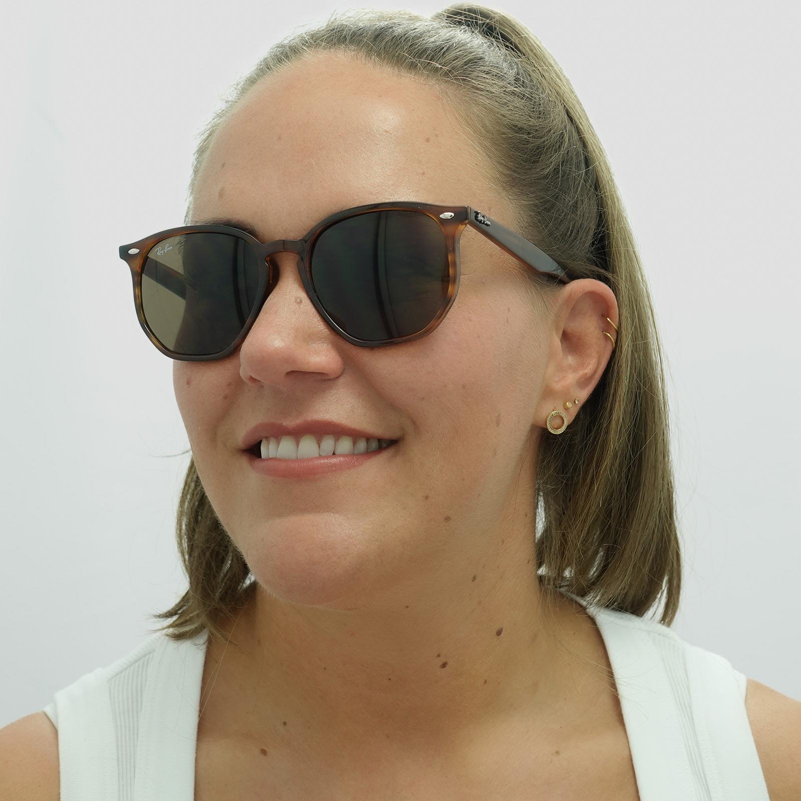 Round Striped Red Havana Dark Brown RB4306 Sunglasses, Image 6 of 6