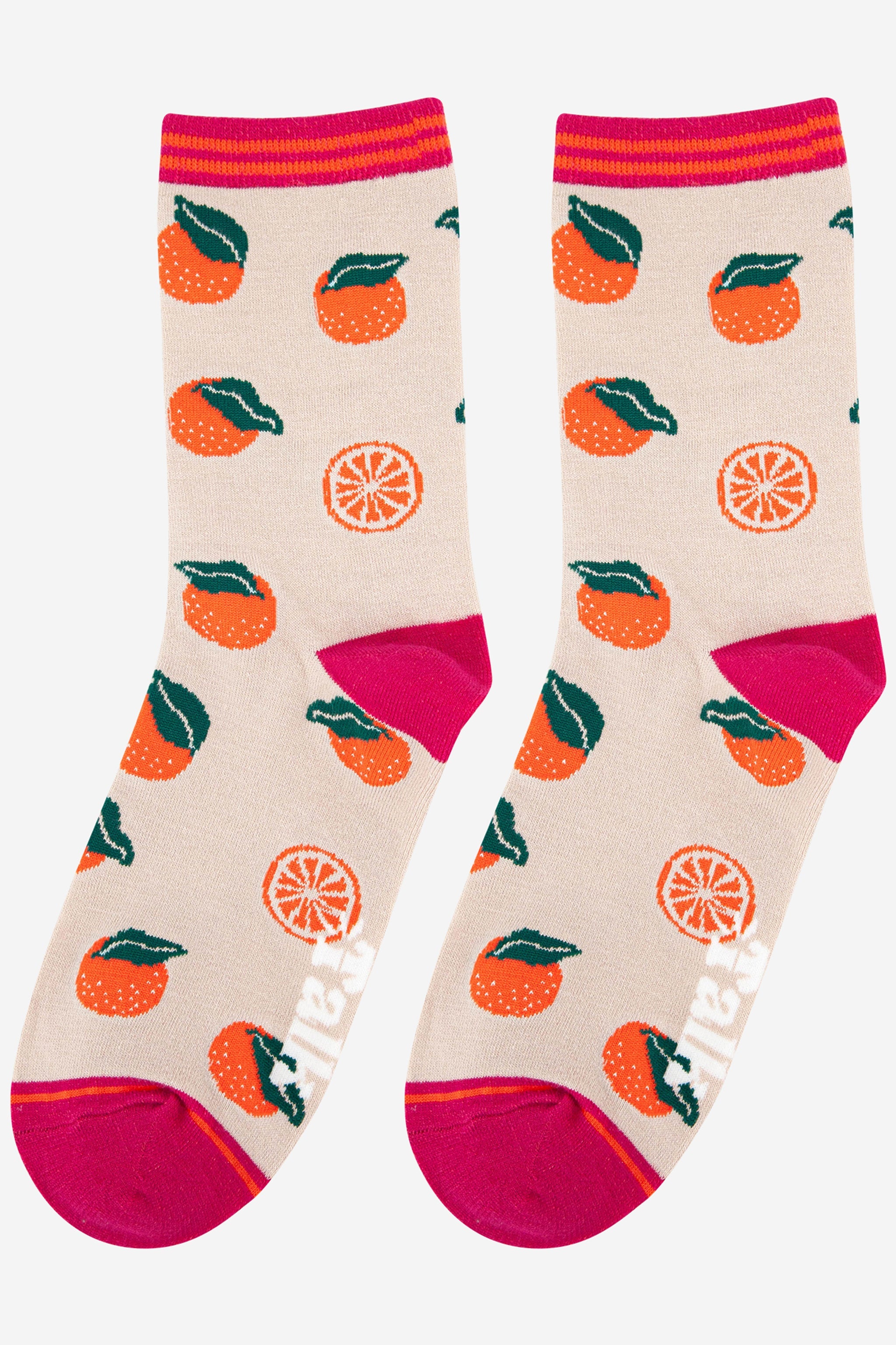 Orange Orange Fruit Bamboo Socks - Orange, Image 3 of 4