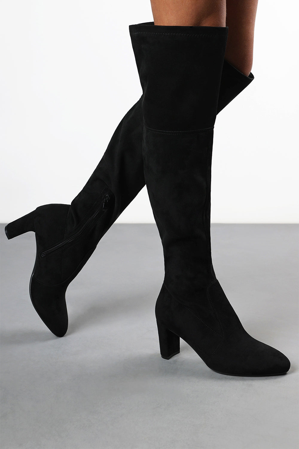 Black 'Sonya' Block Heel Over The Knee Boots, Image 7 of 7