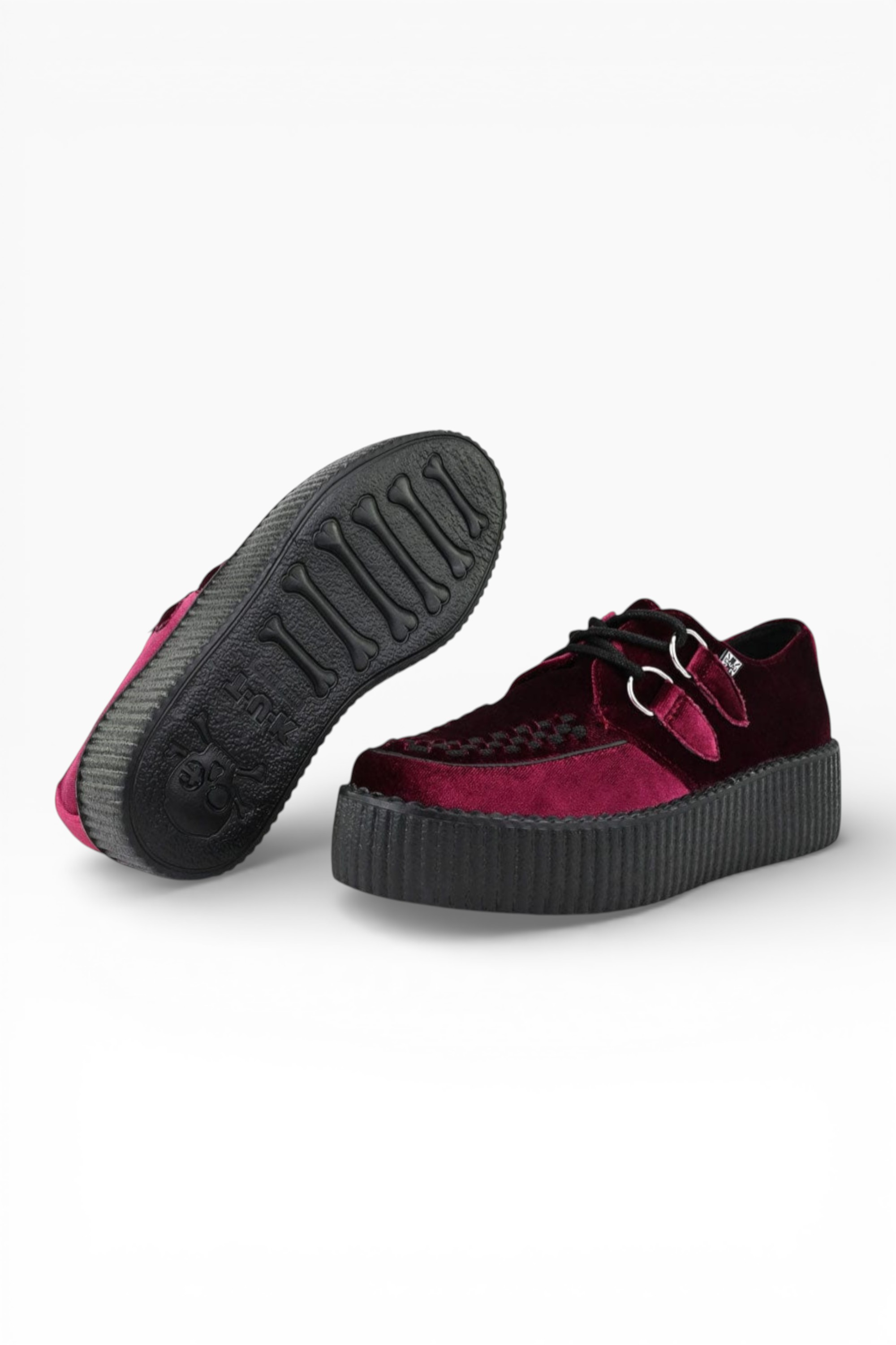 Burgundy TUK Footwear Burgundy Viva High Creeper Goth Shoes - AV8463, Image 5 of 7