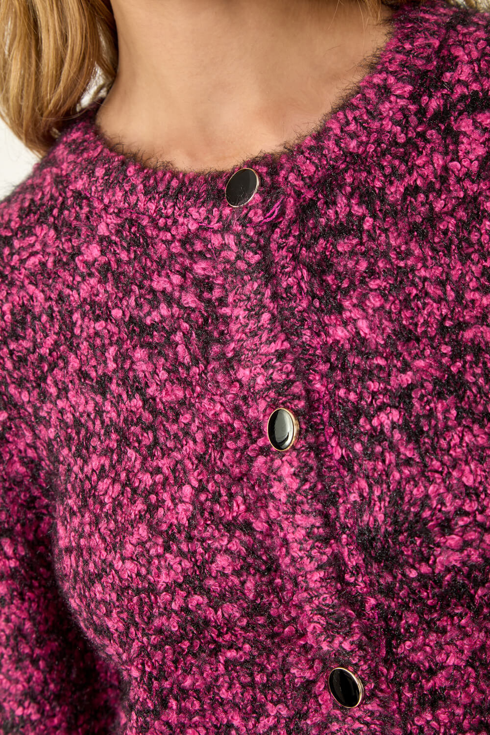 Cerise Fluffy Knit Button Cardigan, Image 6 of 5