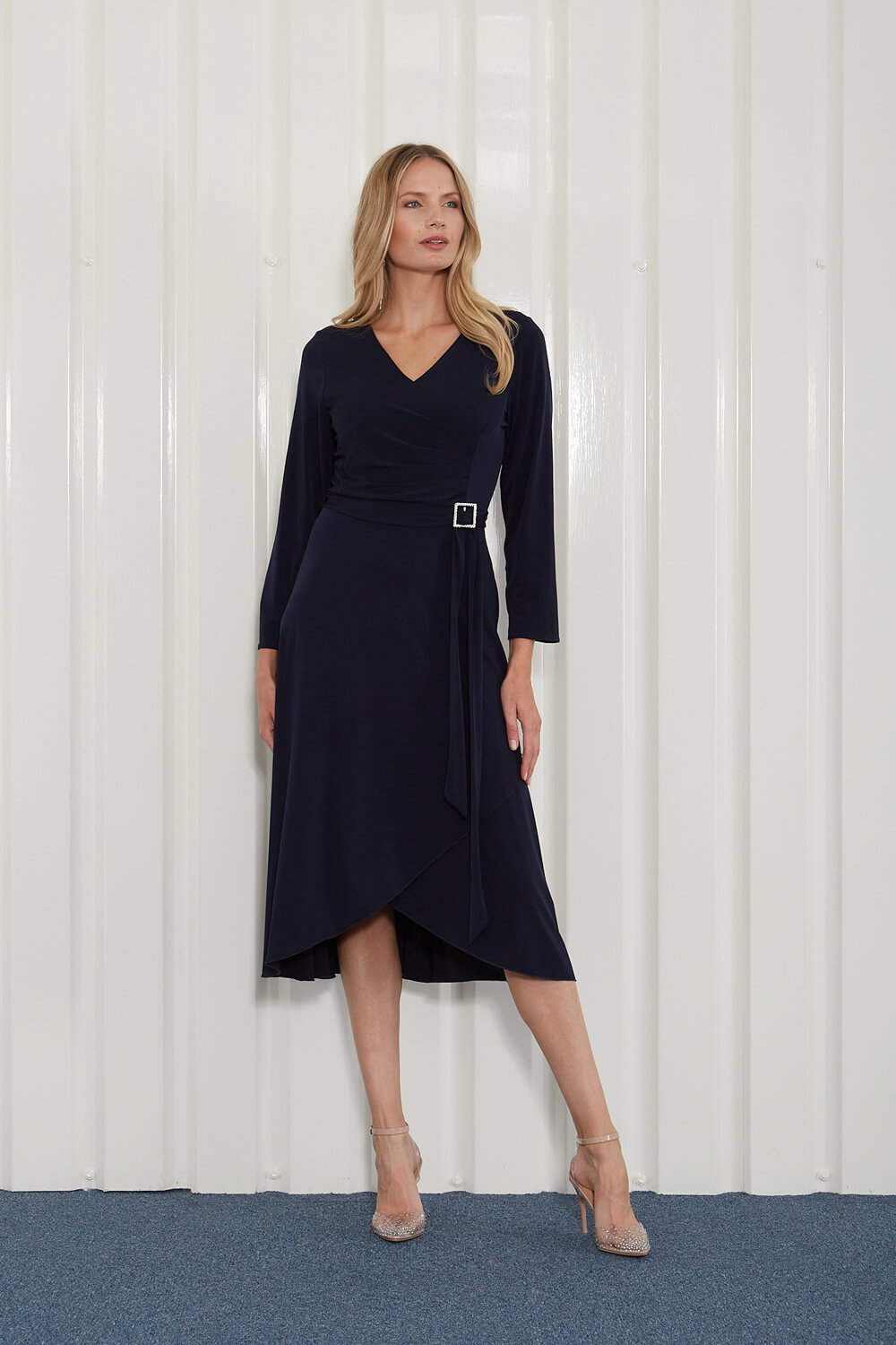 adrianna papell long sleeve wrap dress Adrianna Papell Women's Metallic Crinkle Gown - Mint/Gold