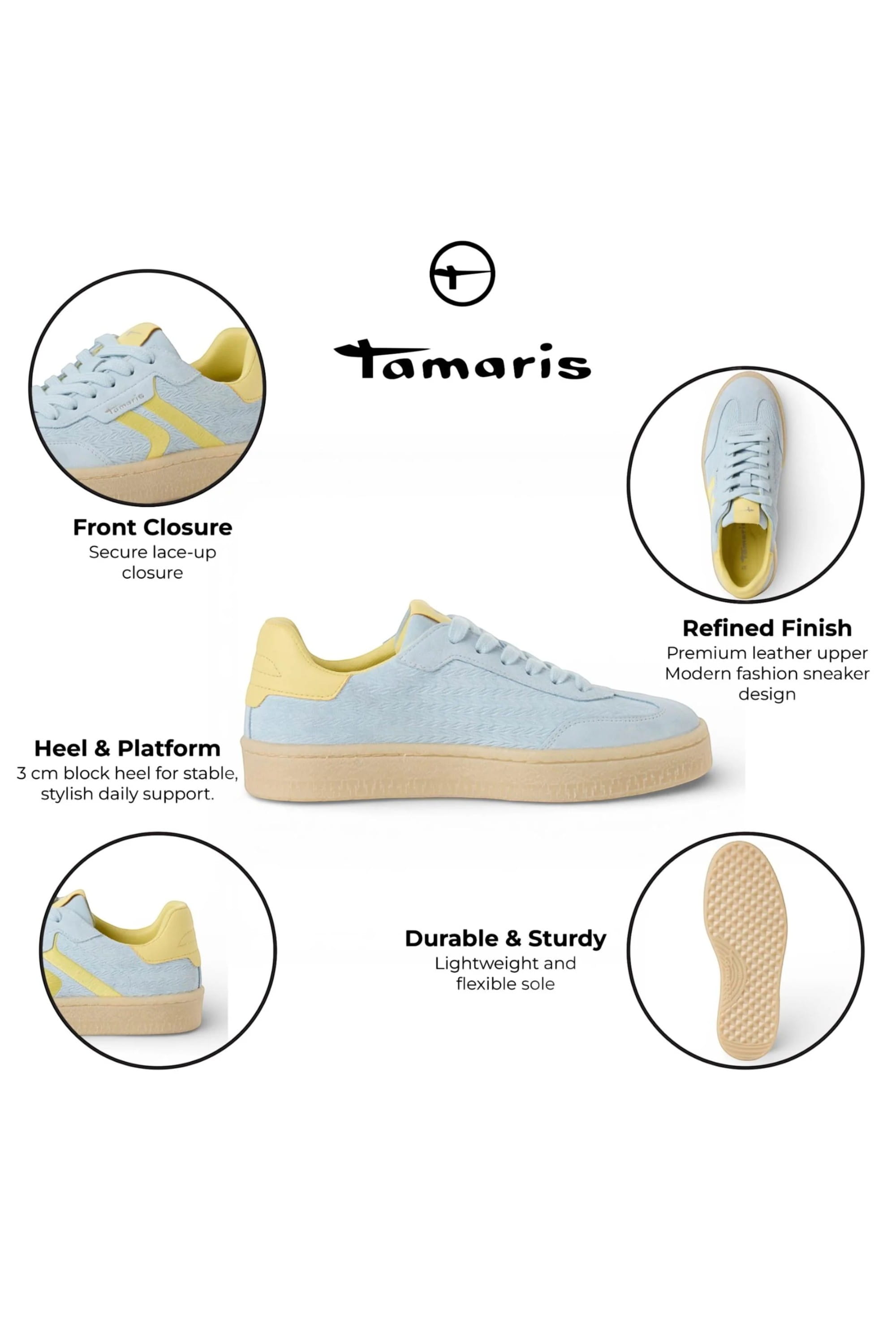 Blue Tamaris Blue Tamaris Women Blue Yellow Stripe Trainer, Image 2 of 7