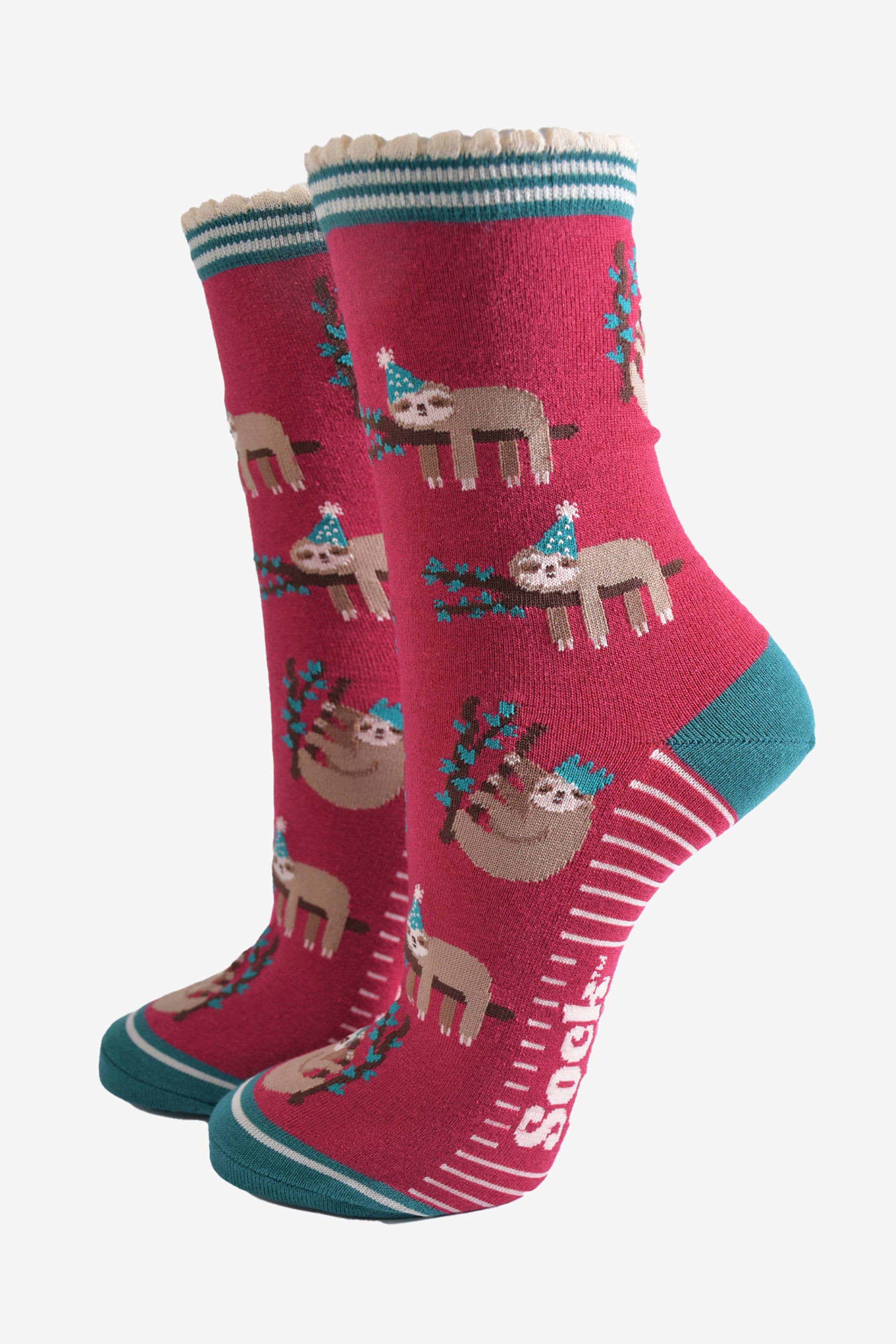 Blue Lazy Sloth Christmas Bamboo Socks