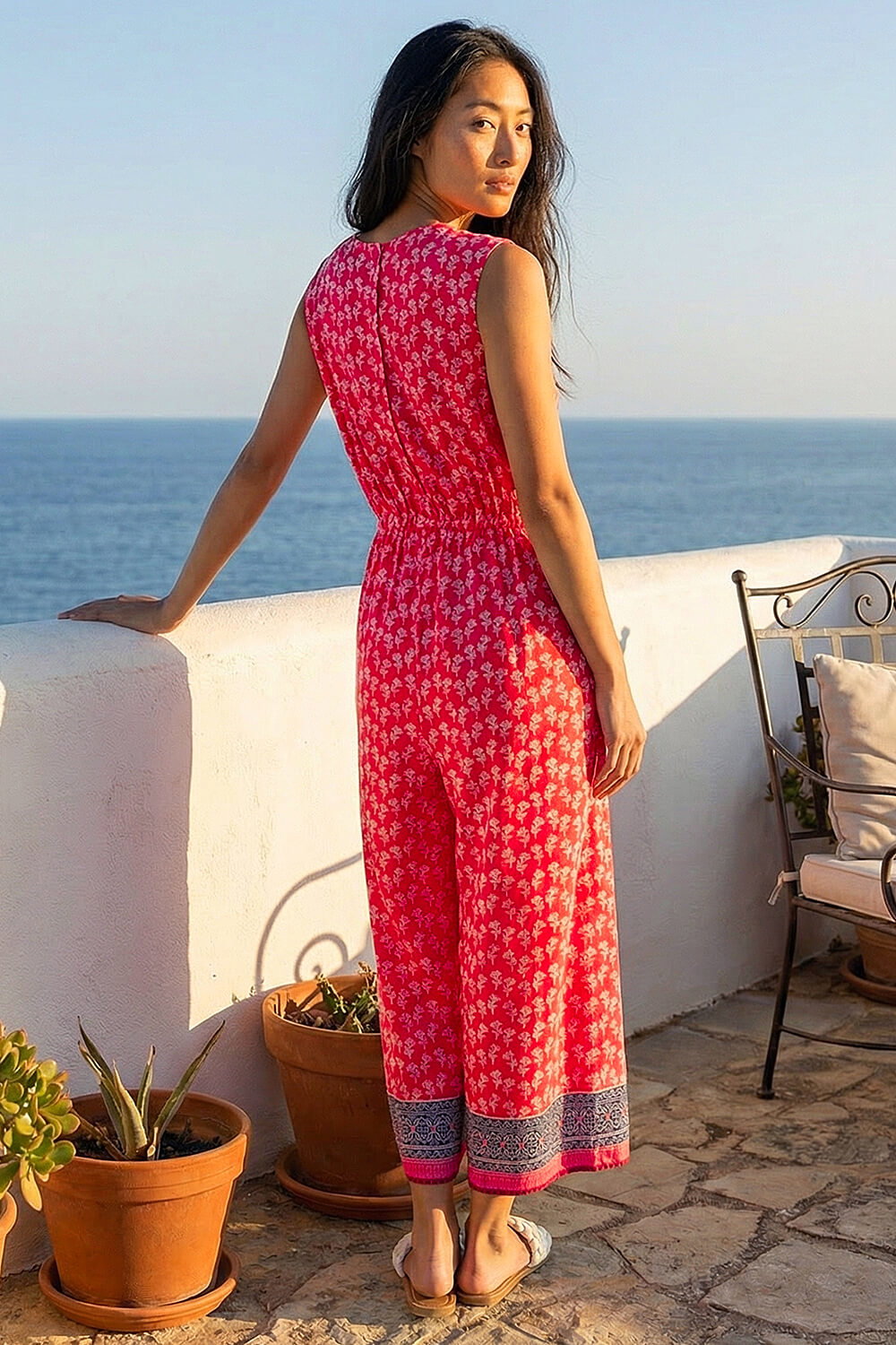 Coral Petite Printed Cropped Jumpsuit, Image 4 of 4