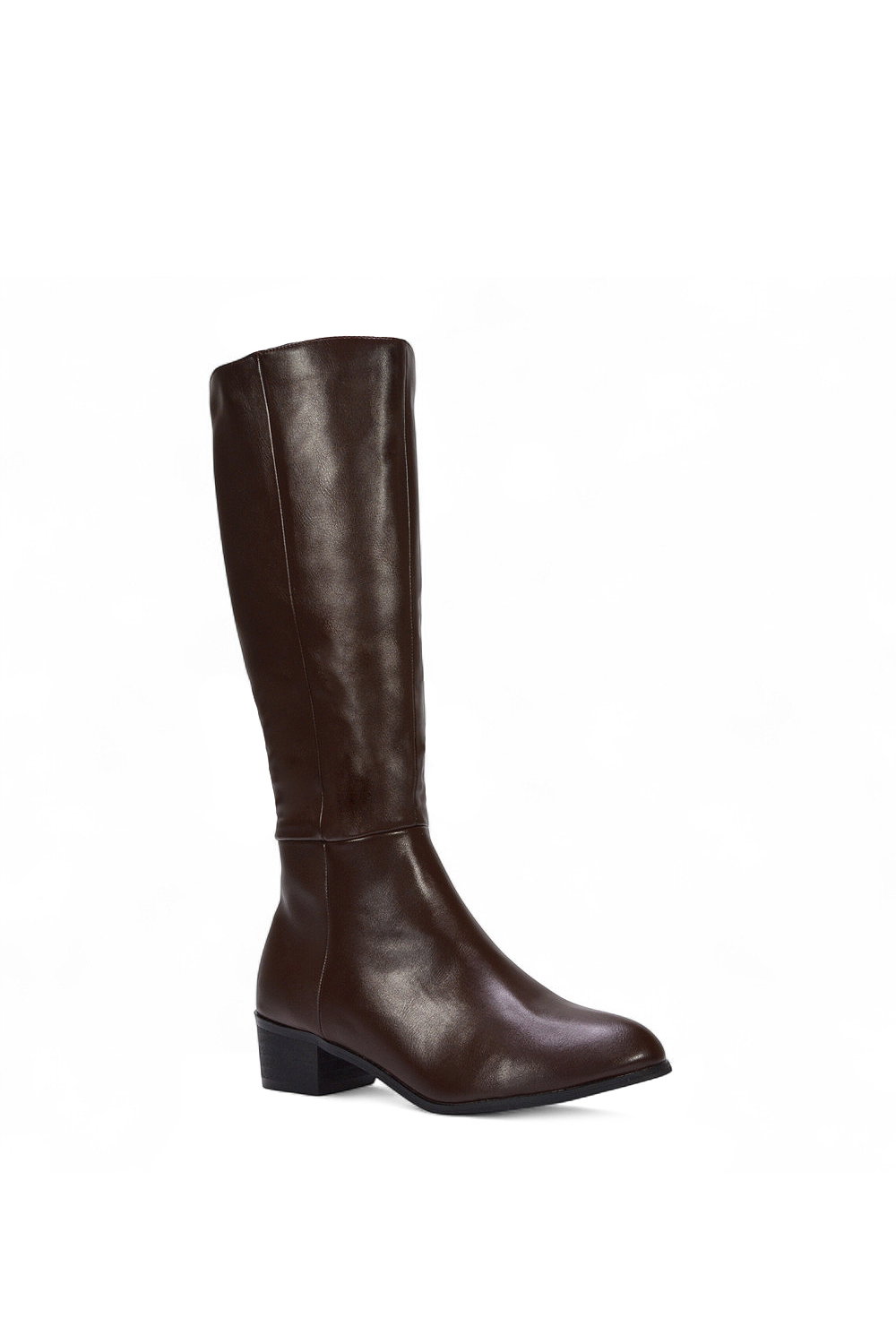 Brown XY LONDON Brown ‘Anne’ Knee High Boots with Low Block Heel, Image 2 of 6
