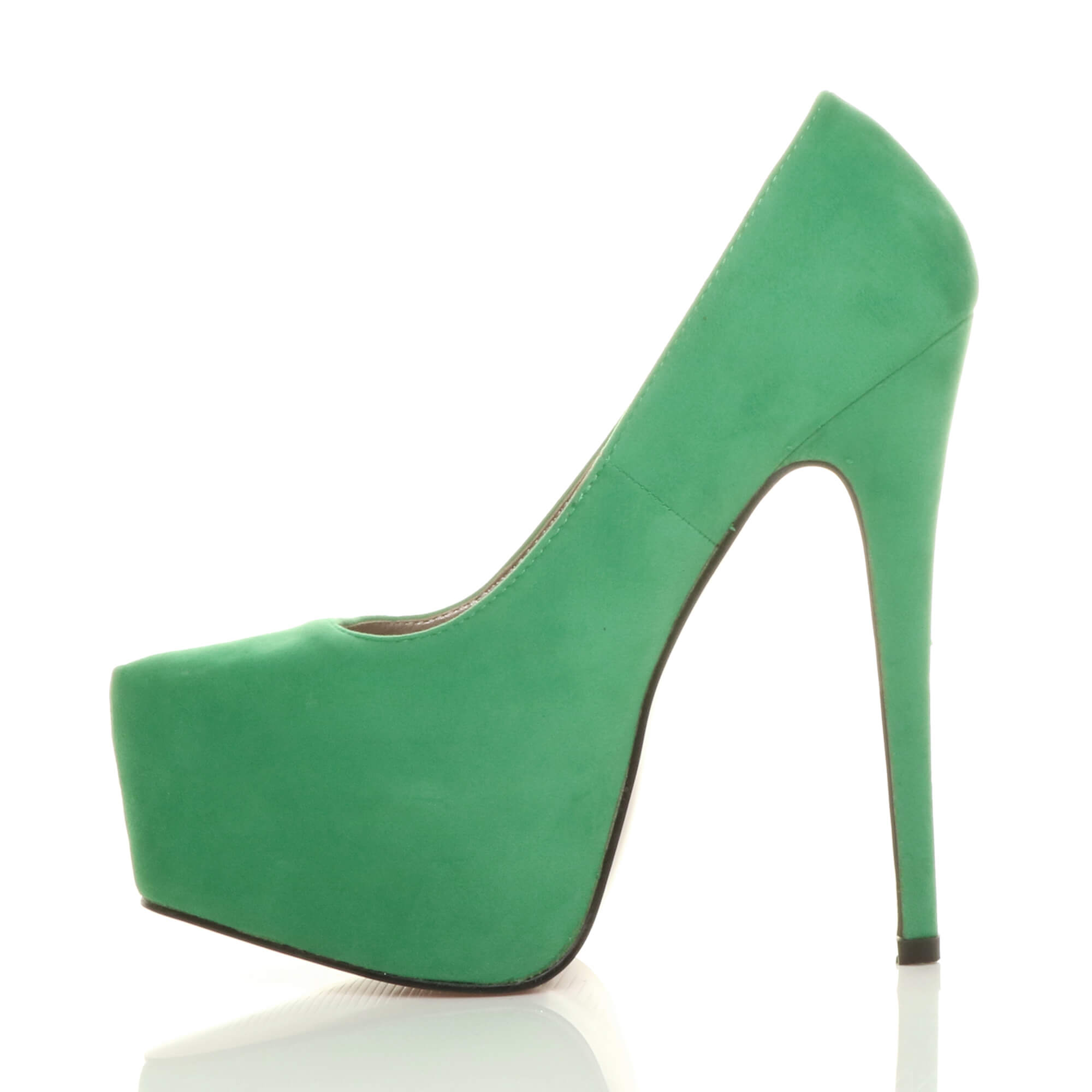 Green AJVANI Green High Heel Platform Court Shoes, Image 3 of 6