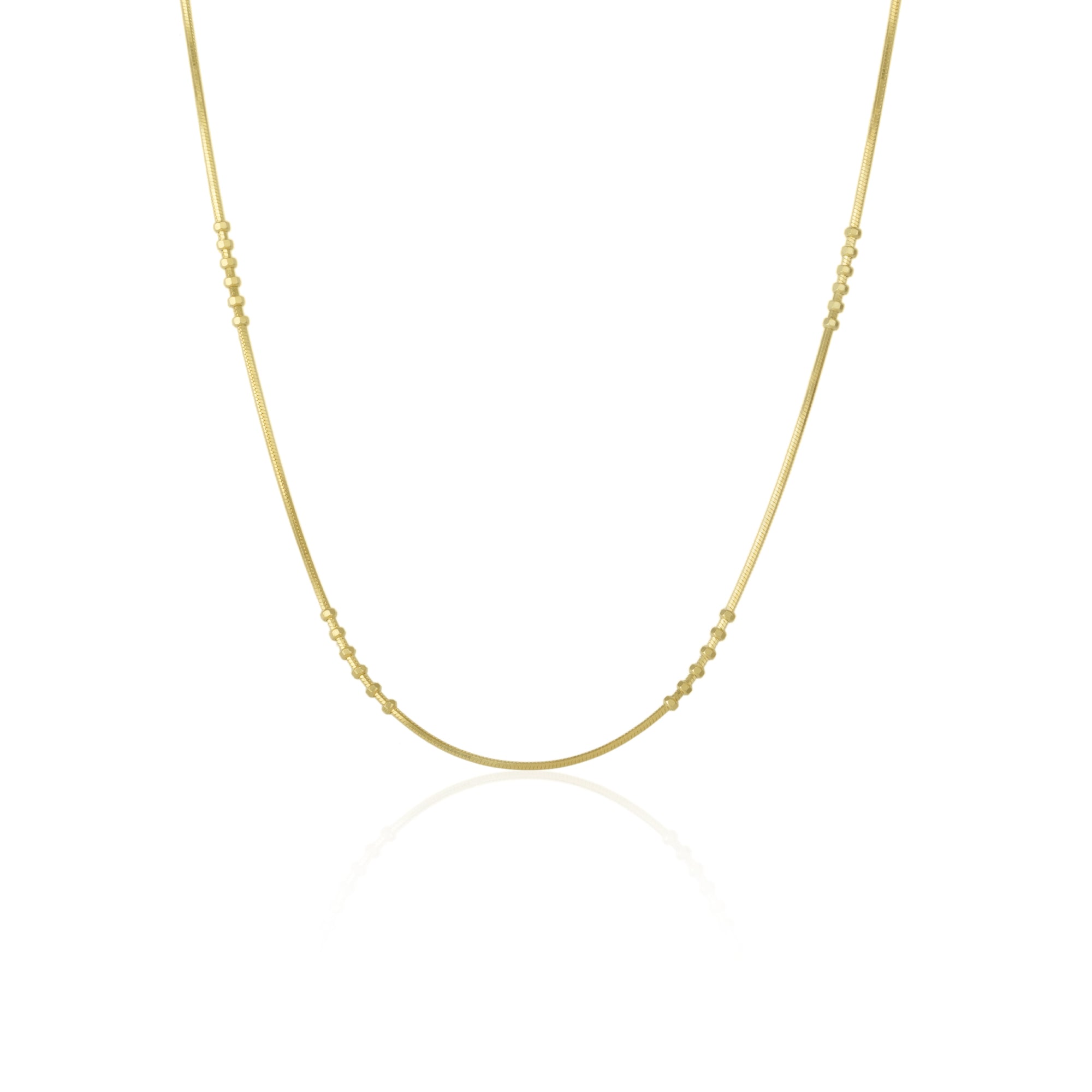 Gold Six Beads Sterling Silver Necklace Chain, Image 1 of 5
