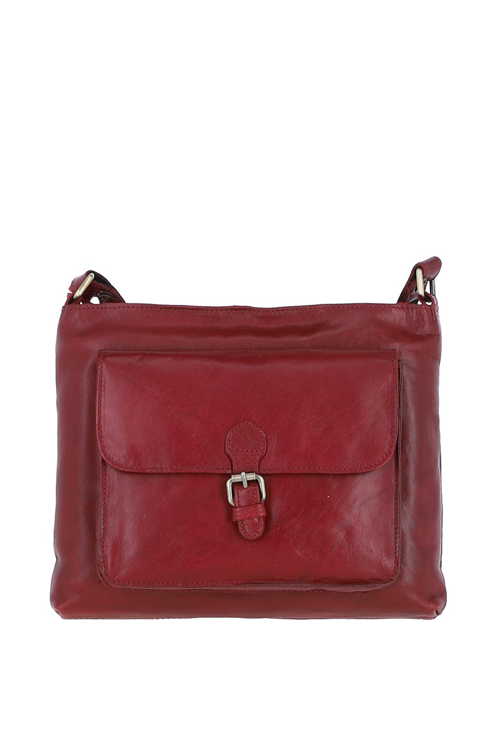Red Real Leather Vintage Medium Shoulder Bag, Image 1 of 4