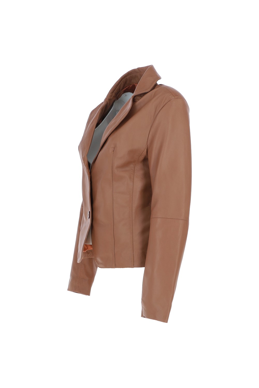 Tan Ashwood Leather Tan 'Angelica' Real Leather Two Button Blazer, Image 3 of 5