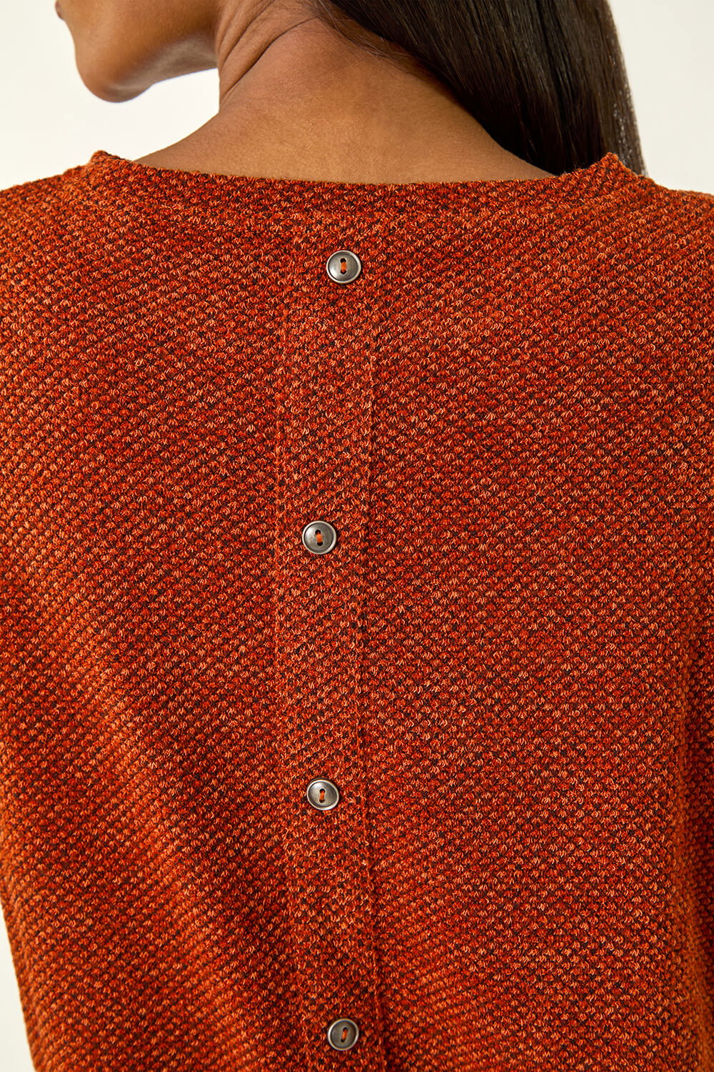 Rust Button Back Jersey Snit Top, Image 6 of 5