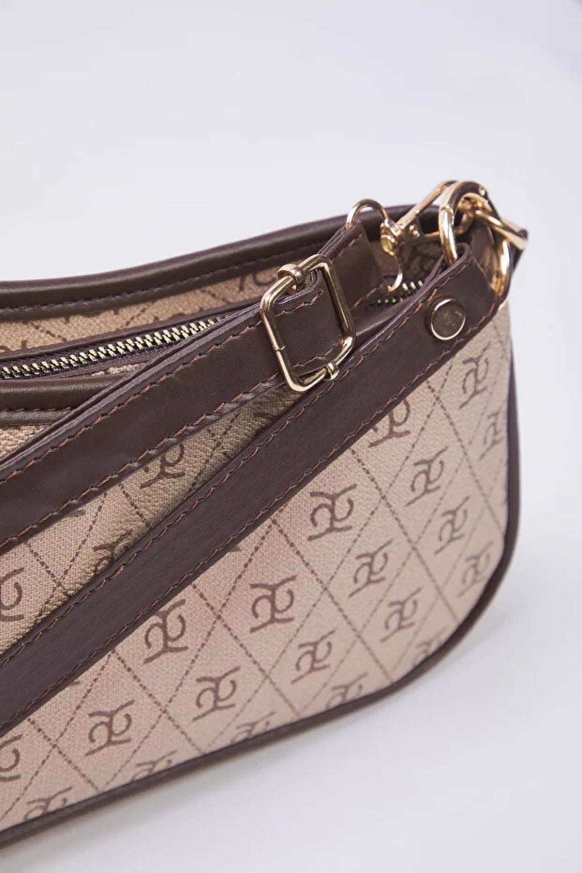 Beige Patterned Adjustable Strap Mini City Shoulder Bag, Image 2 of 3
