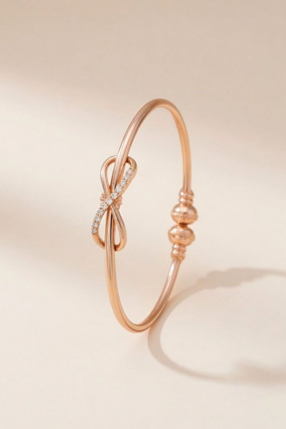 Gold Zircon Infinity Brass Bangle Adjustable Cuff Bracelet, Image 1 of 2