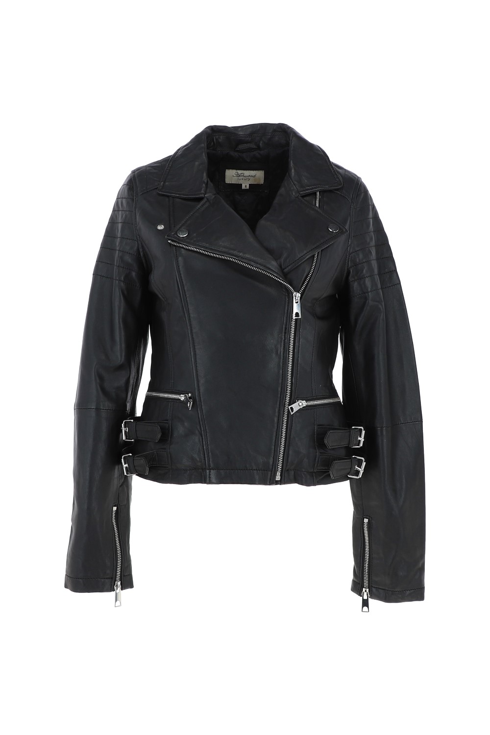 Black 'Medusa' Leather Biker Jacket, Image 2 of 5