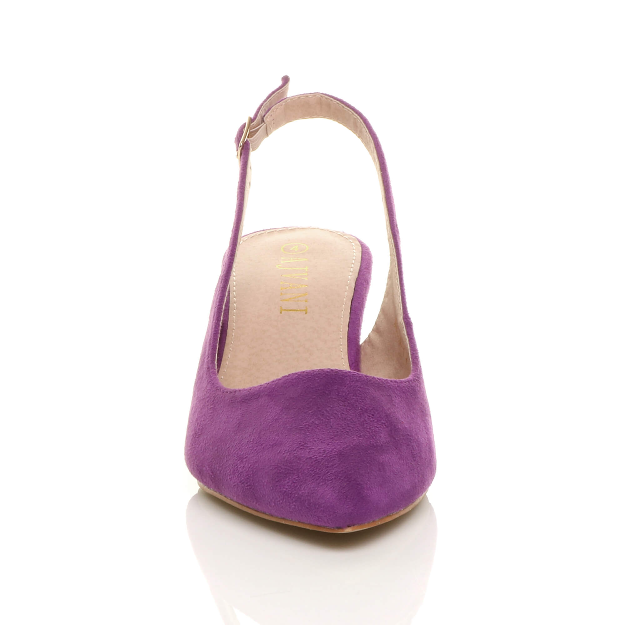 Purple AJVANI Purple Mid Heel Slingback Pointed Toe Court Shoes, Image 6 of 6
